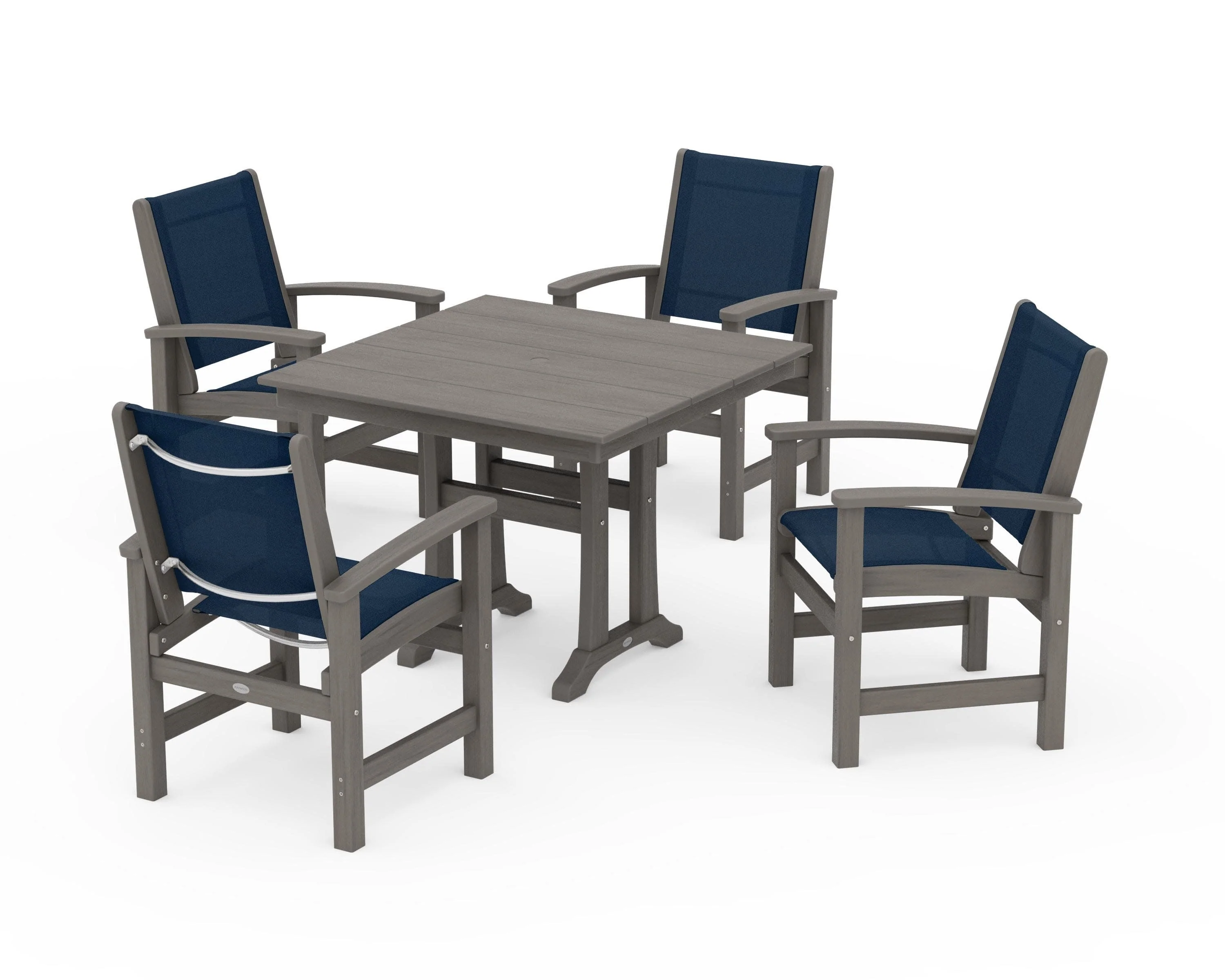 Coastal 5-Piece Farmhouse Dining Set With Trestle Legs - Image 148