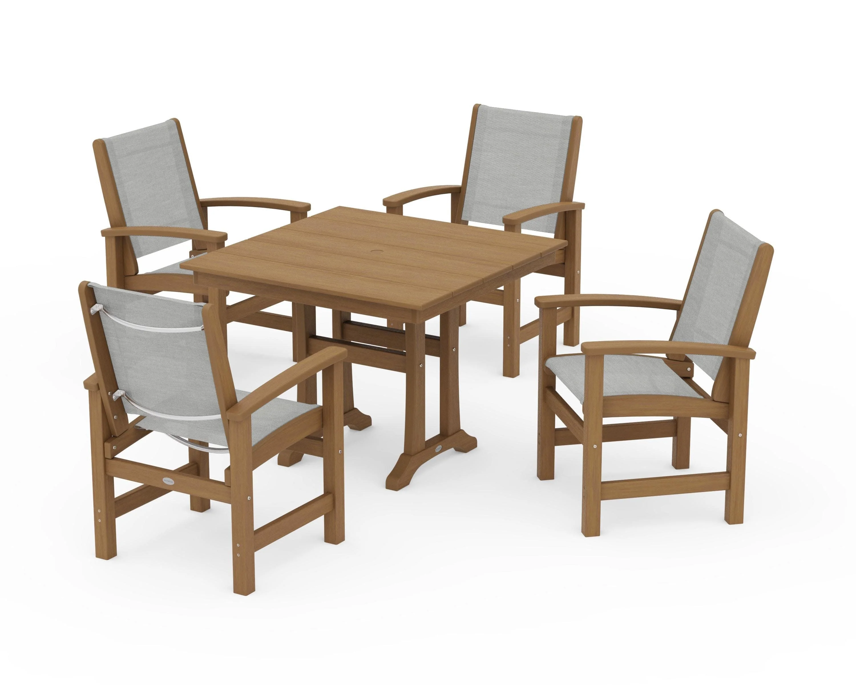 Coastal 5-Piece Farmhouse Dining Set With Trestle Legs - Image 149