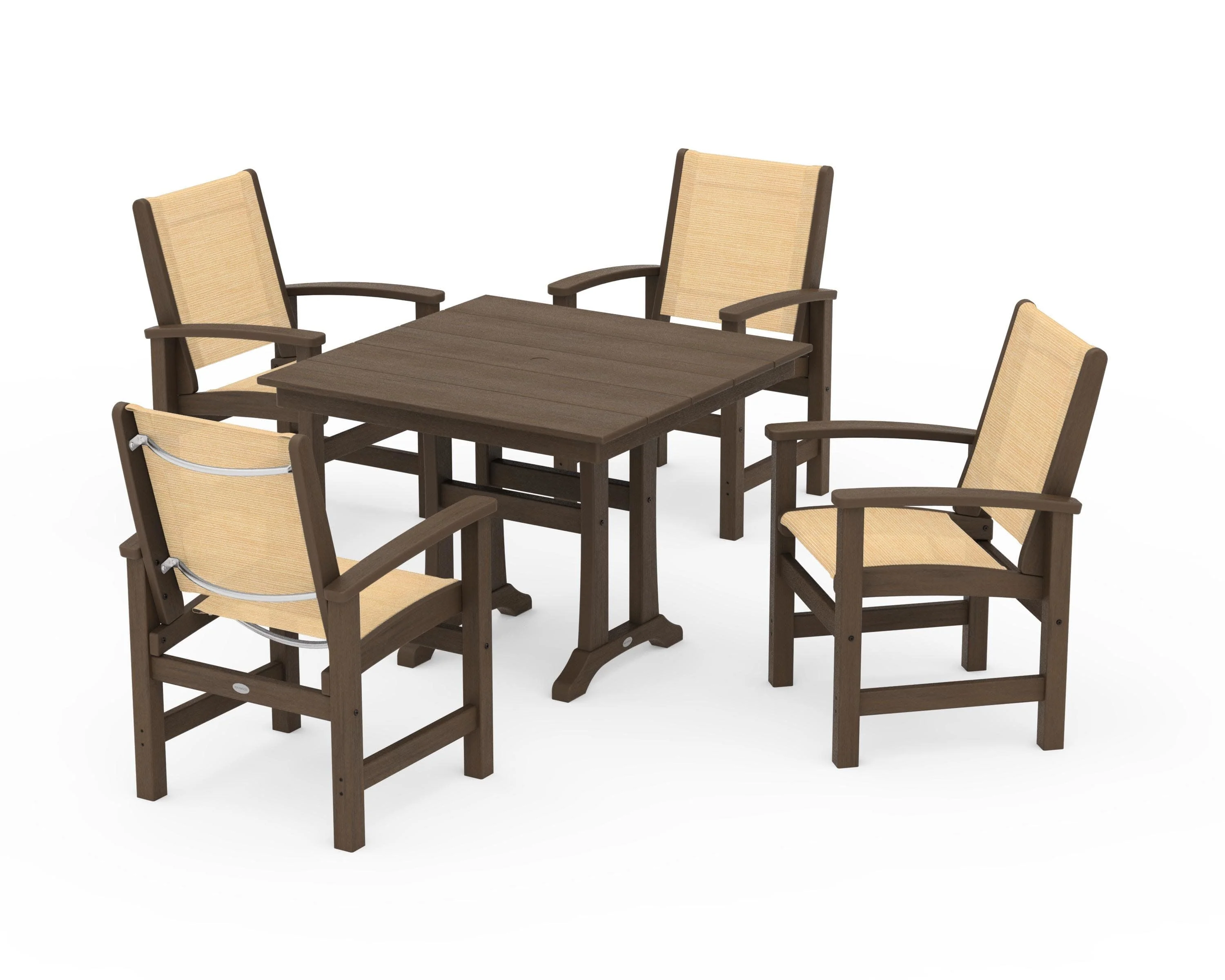 Coastal 5-Piece Farmhouse Dining Set With Trestle Legs - Image 150