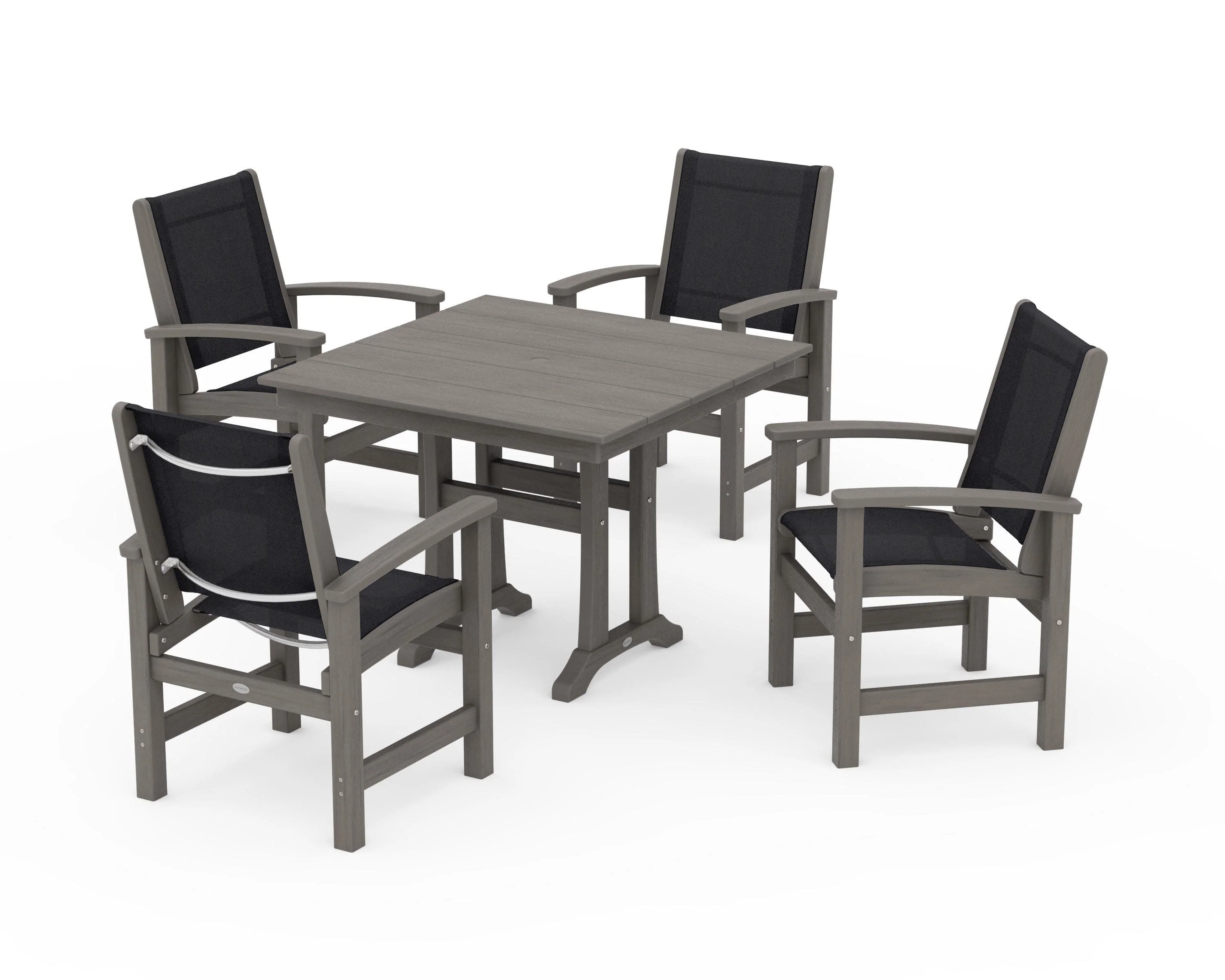 Coastal 5-Piece Farmhouse Dining Set With Trestle Legs - Image 151