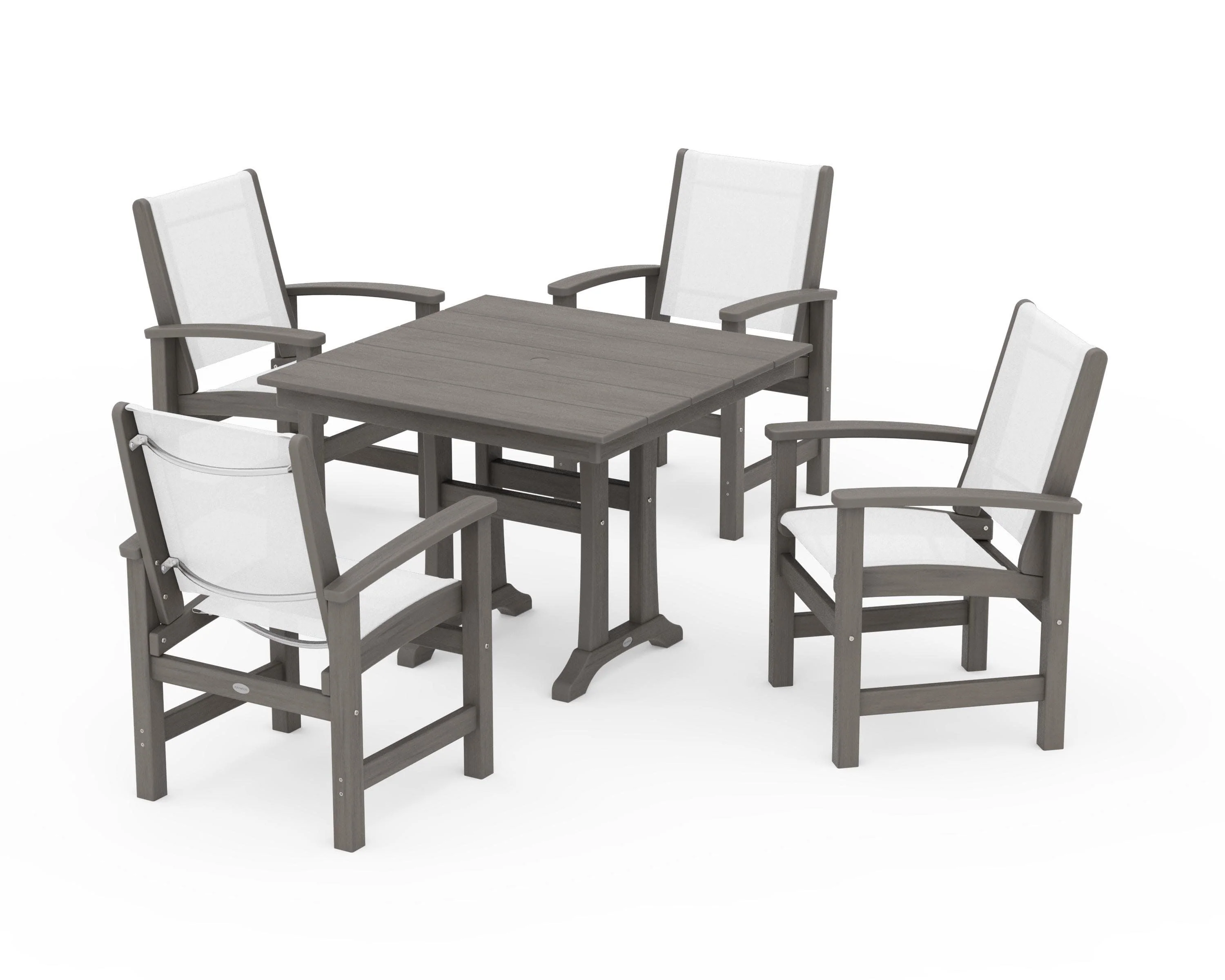 Coastal 5-Piece Farmhouse Dining Set With Trestle Legs - Image 153