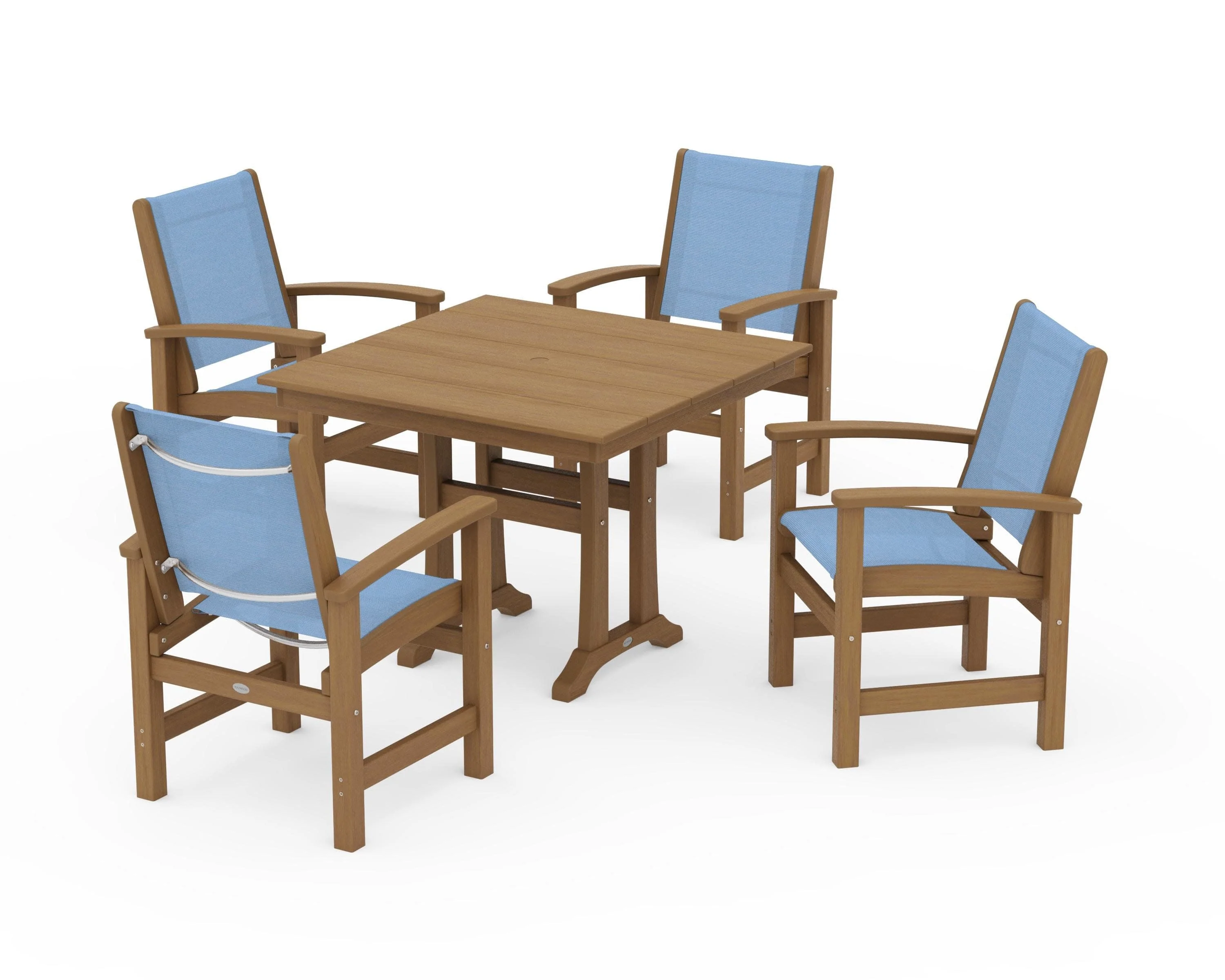 Coastal 5-Piece Farmhouse Dining Set With Trestle Legs - Image 154