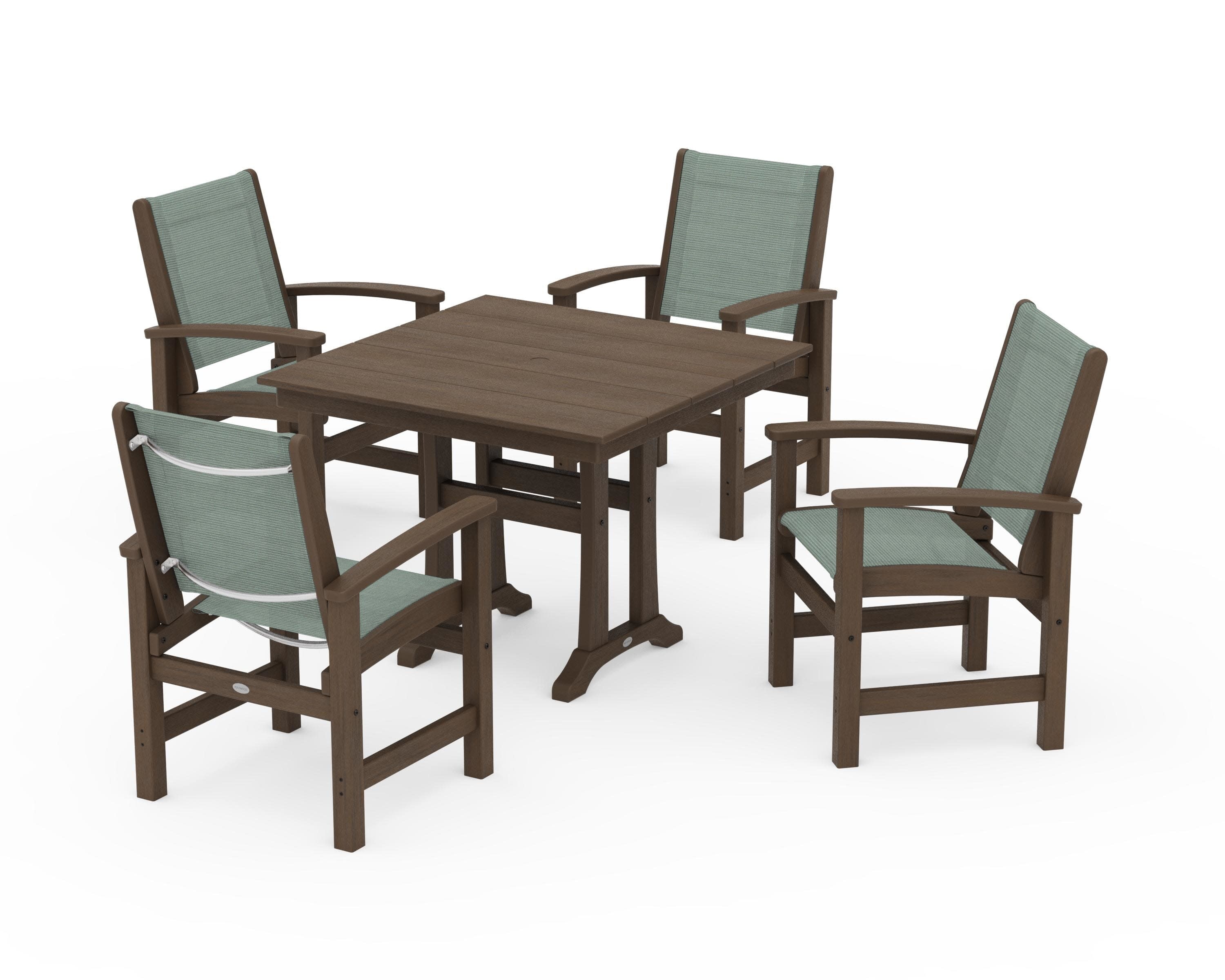 Coastal 5-Piece Farmhouse Dining Set With Trestle Legs - Image 156