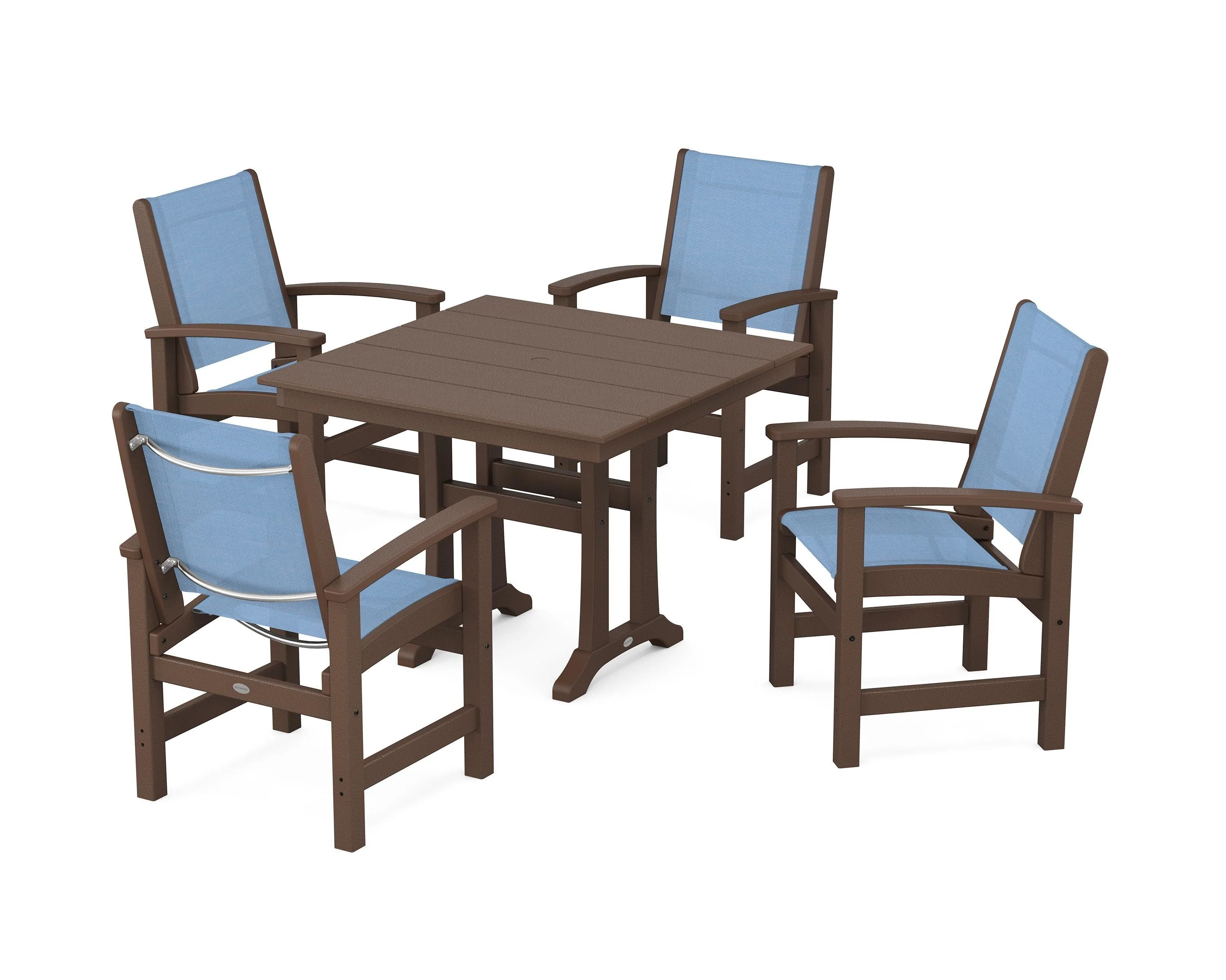 Coastal 5-Piece Farmhouse Dining Set With Trestle Legs - Image 18