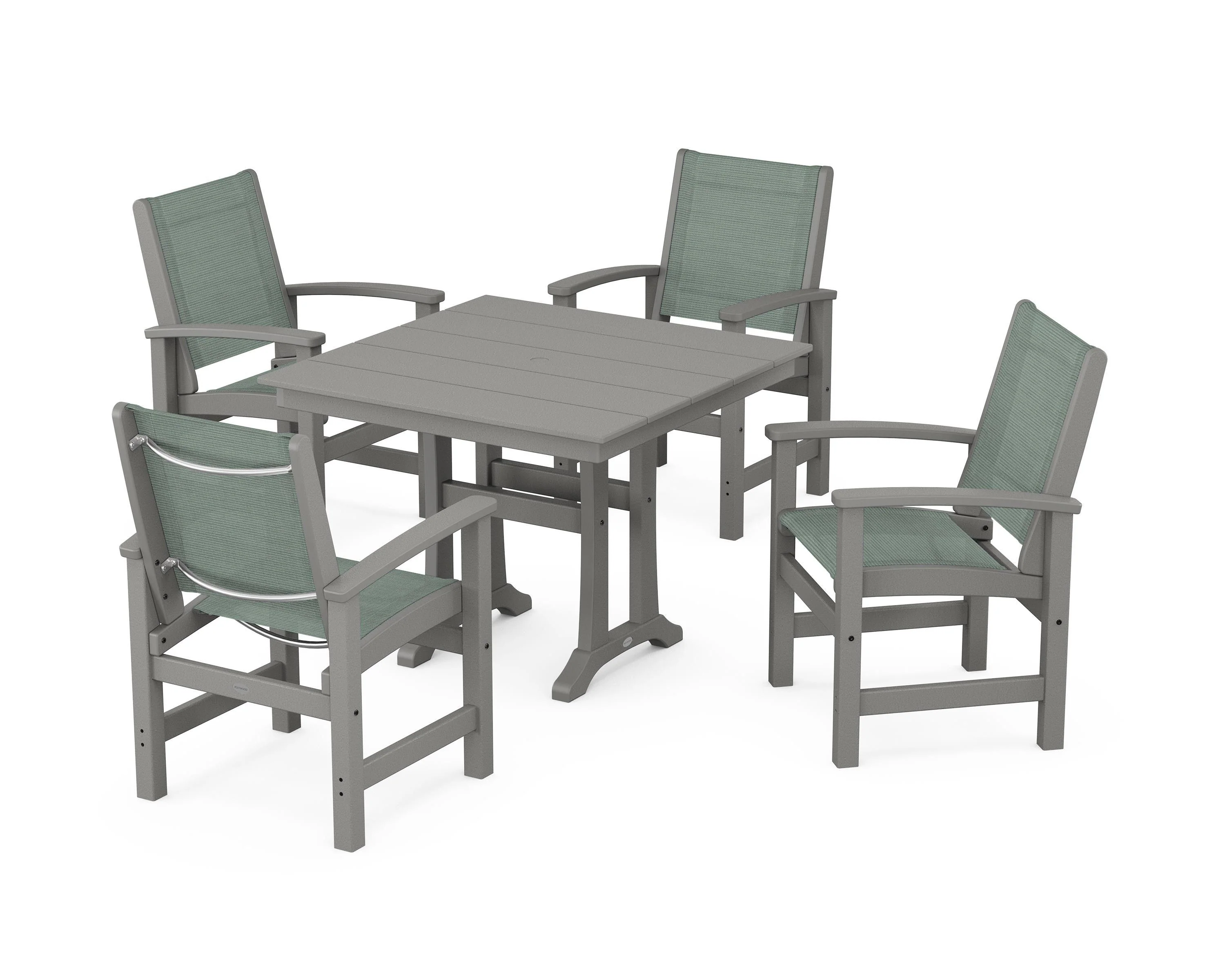 Coastal 5-Piece Farmhouse Dining Set With Trestle Legs - Image 20