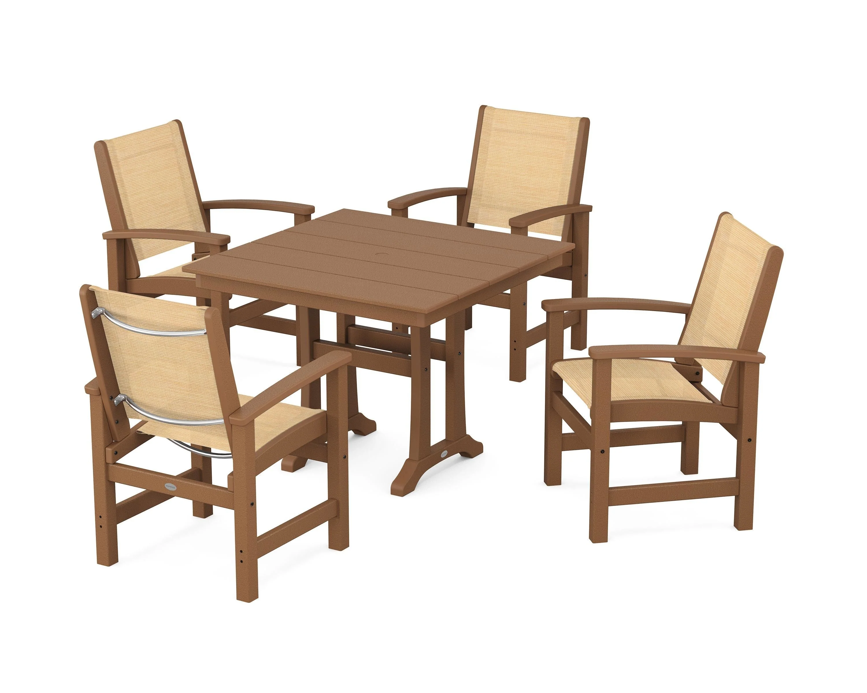 Coastal 5-Piece Farmhouse Dining Set With Trestle Legs - Image 21