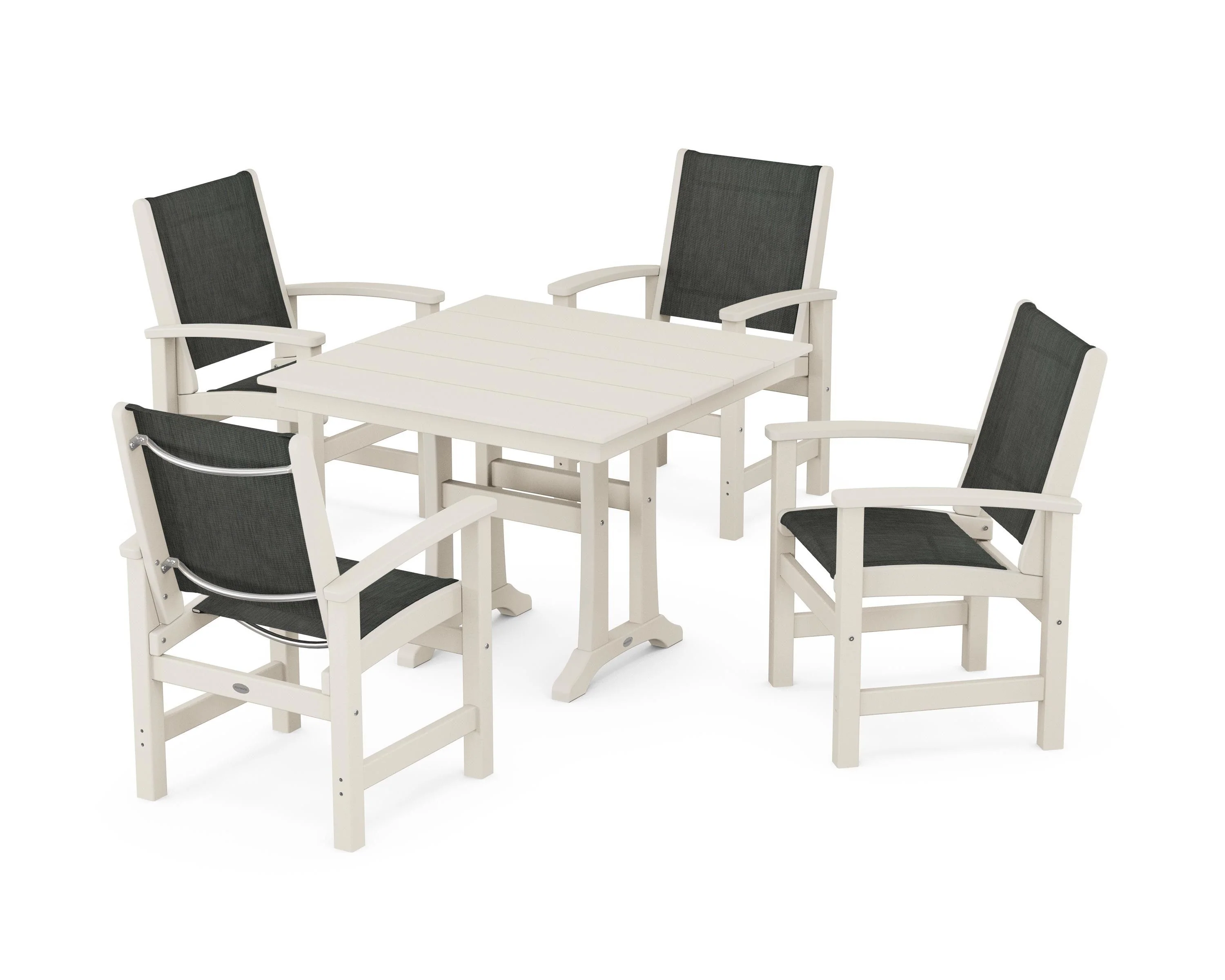 Coastal 5-Piece Farmhouse Dining Set With Trestle Legs - Image 23