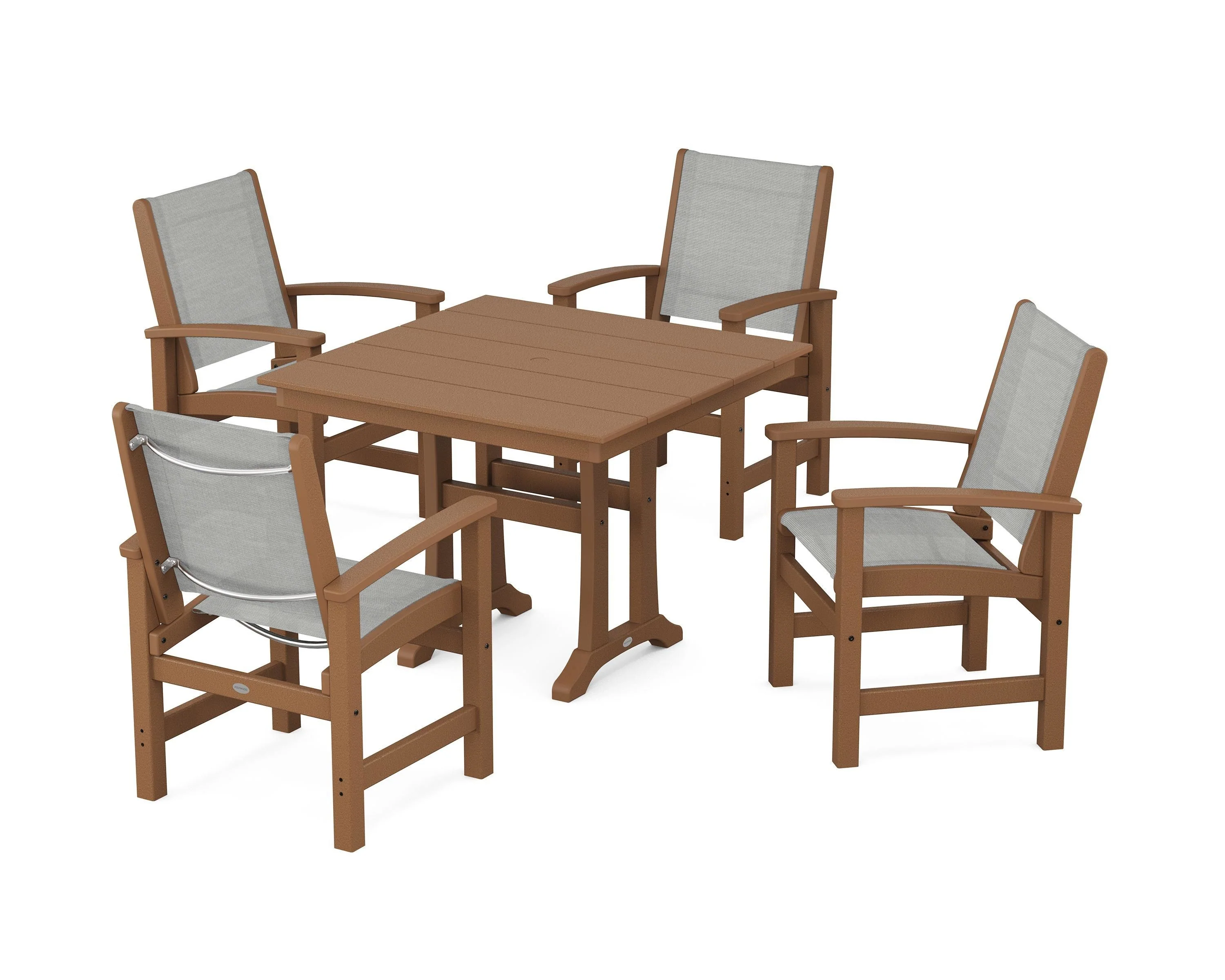 Coastal 5-Piece Farmhouse Dining Set With Trestle Legs - Image 24