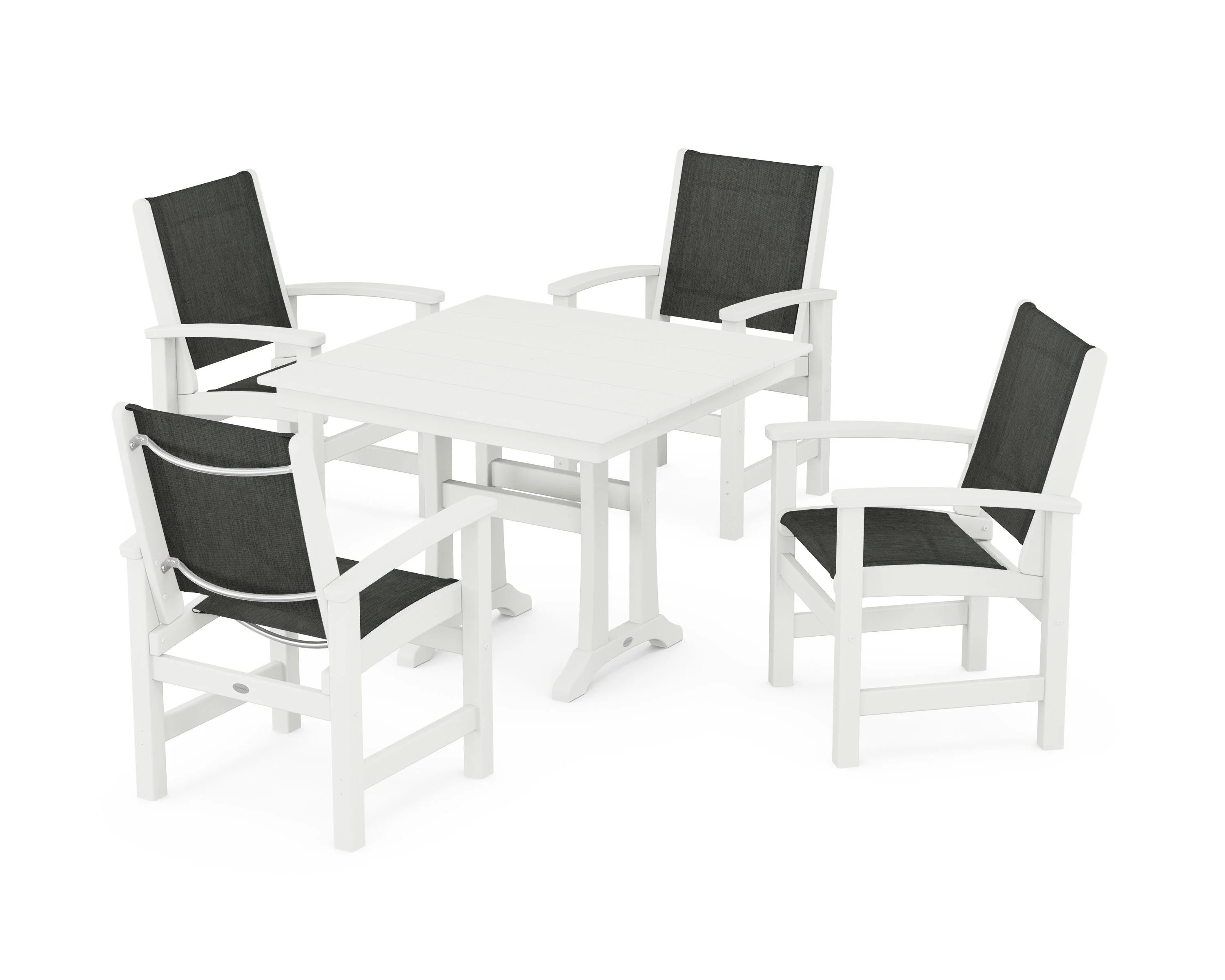 Coastal 5-Piece Farmhouse Dining Set With Trestle Legs - Image 25