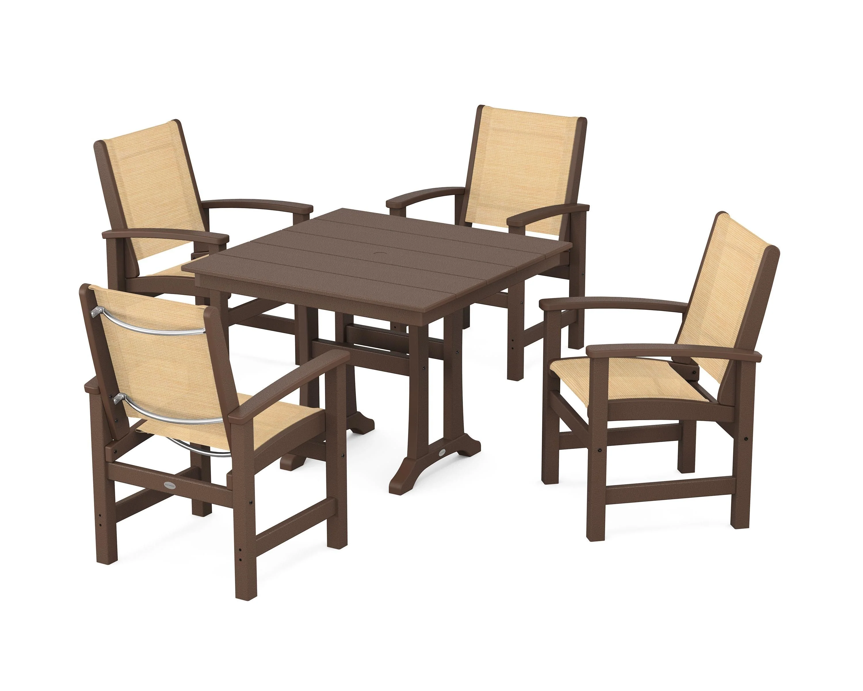 Coastal 5-Piece Farmhouse Dining Set With Trestle Legs - Image 26