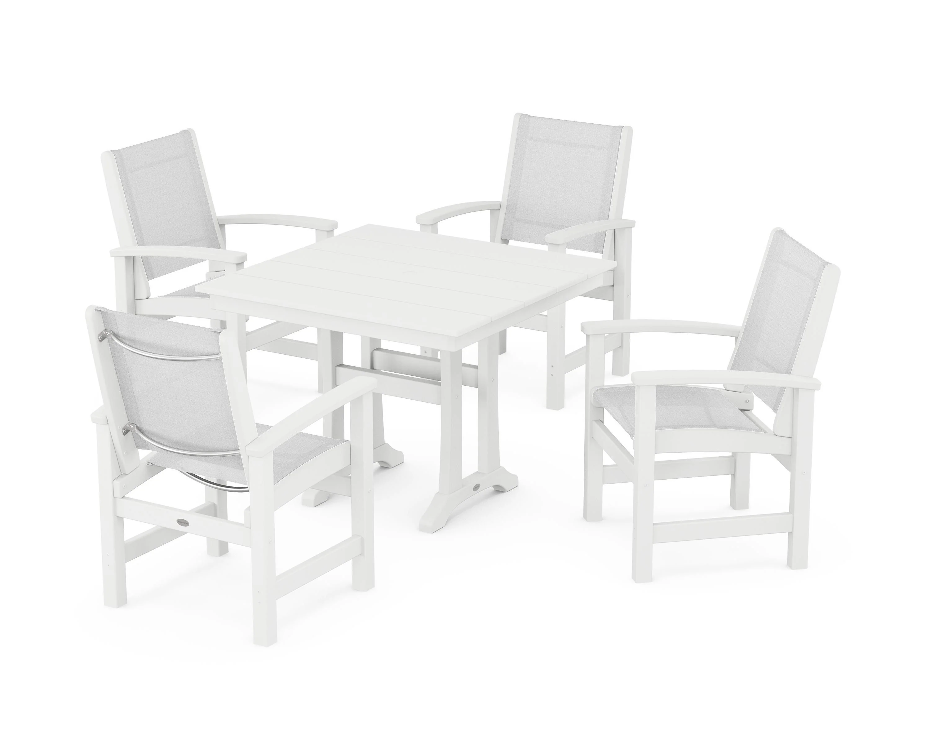 Coastal 5-Piece Farmhouse Dining Set With Trestle Legs - Image 27