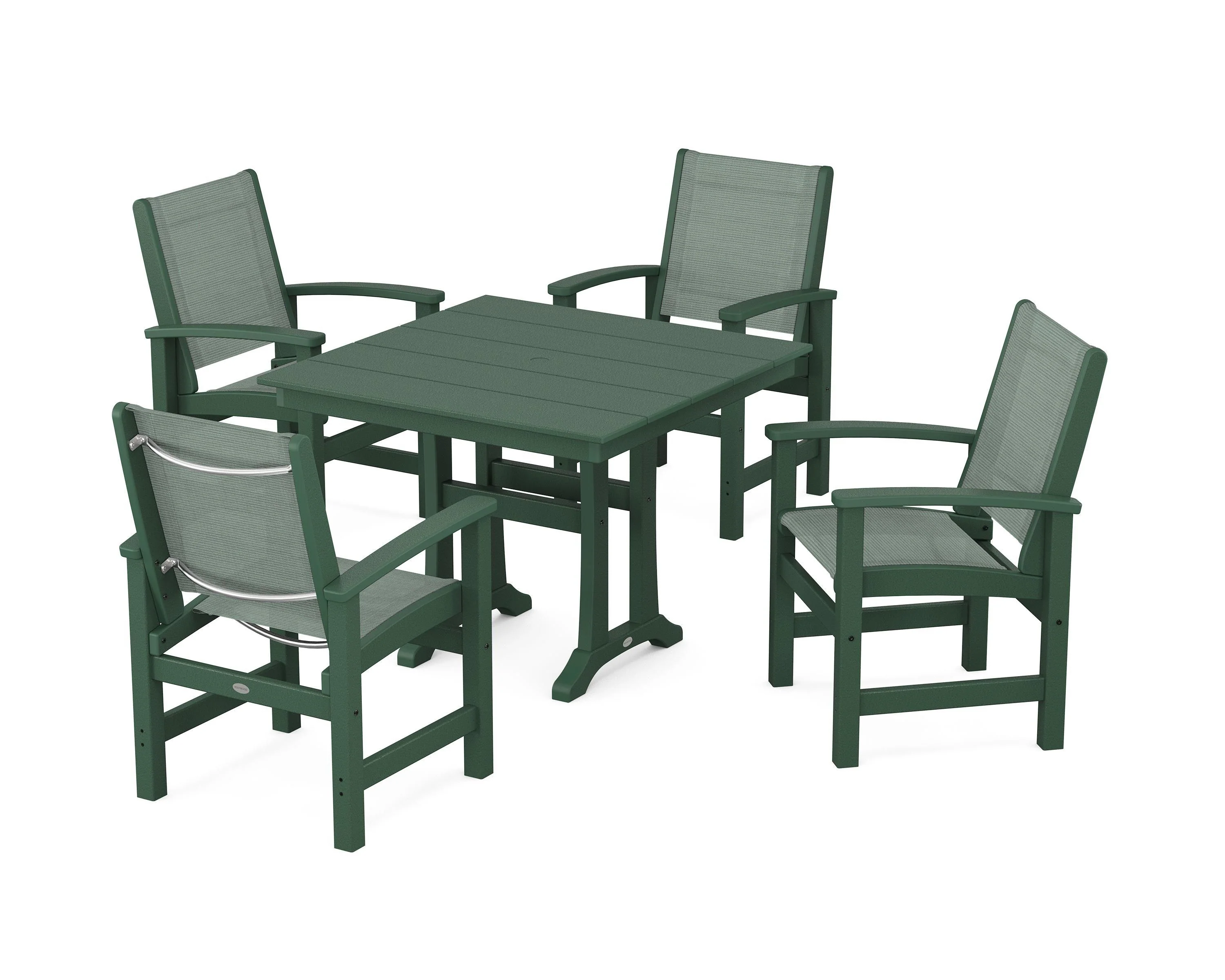 Coastal 5-Piece Farmhouse Dining Set With Trestle Legs - Image 29
