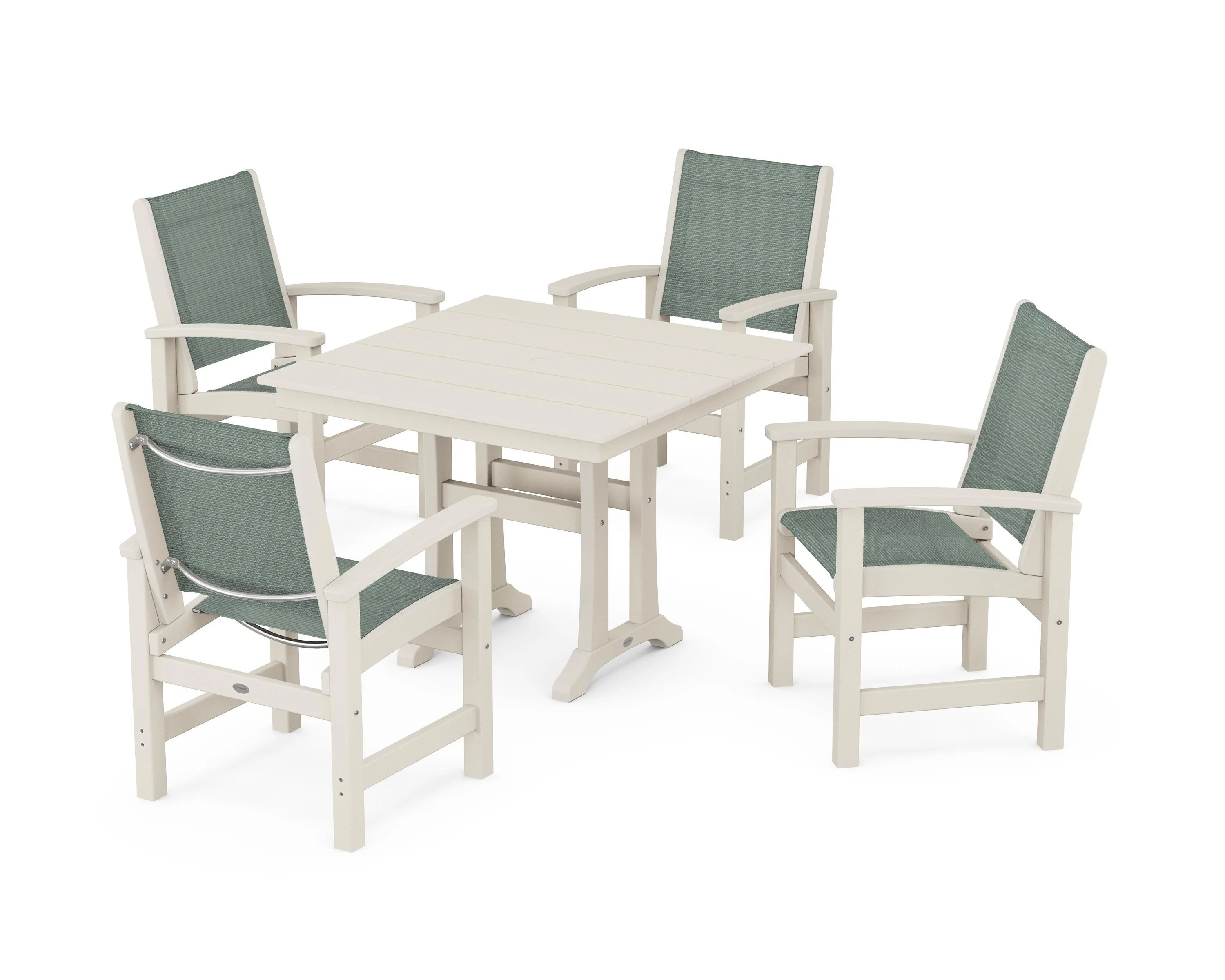 Coastal 5-Piece Farmhouse Dining Set With Trestle Legs - Image 31