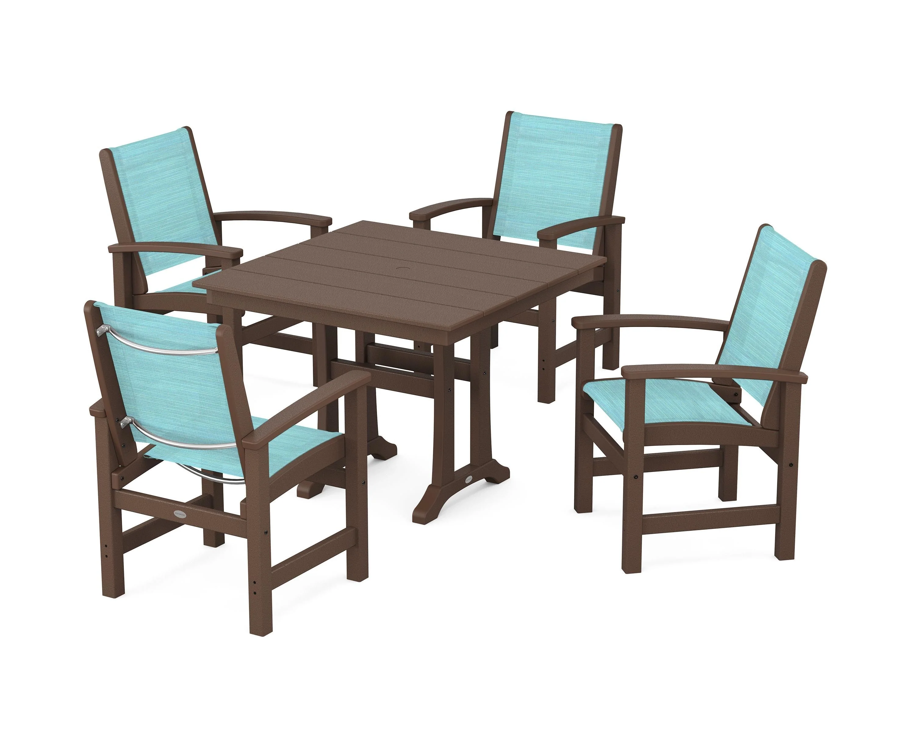 Coastal 5-Piece Farmhouse Dining Set With Trestle Legs - Image 32