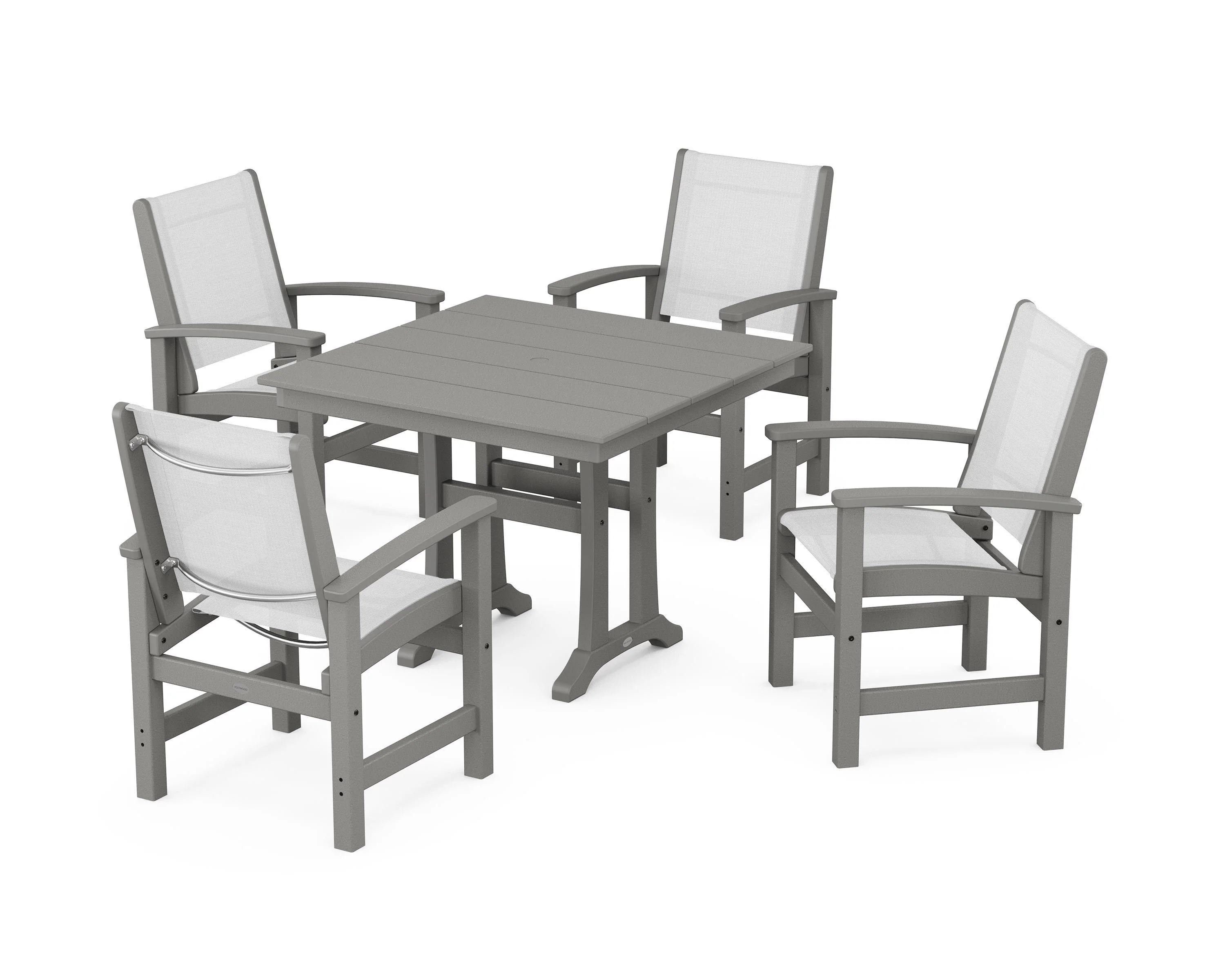 Coastal 5-Piece Farmhouse Dining Set With Trestle Legs - Image 33