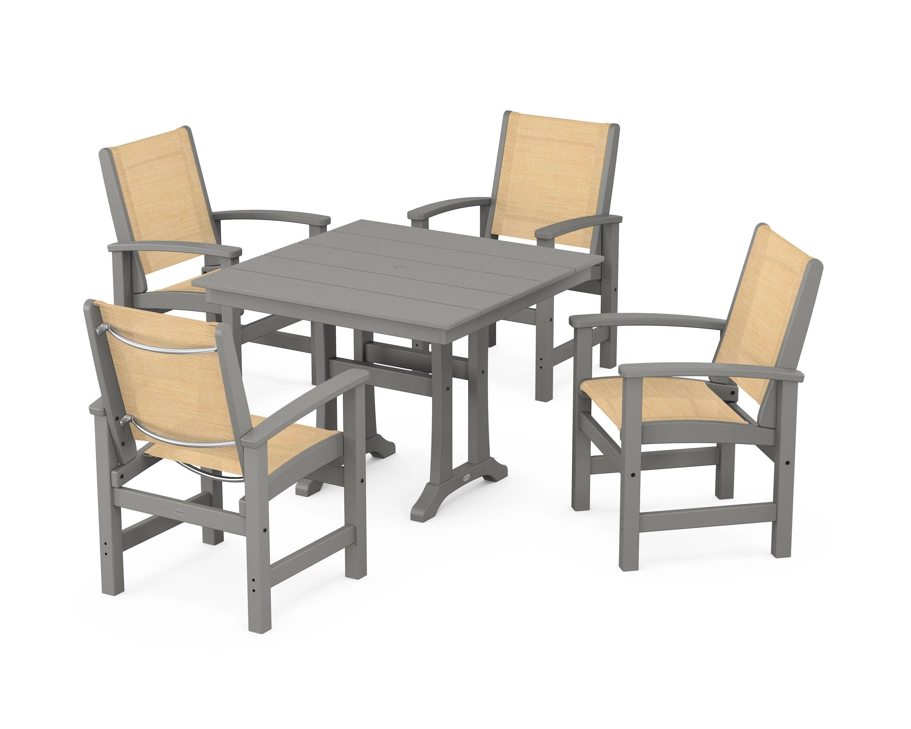 Coastal 5-Piece Farmhouse Dining Set With Trestle Legs - Image 34