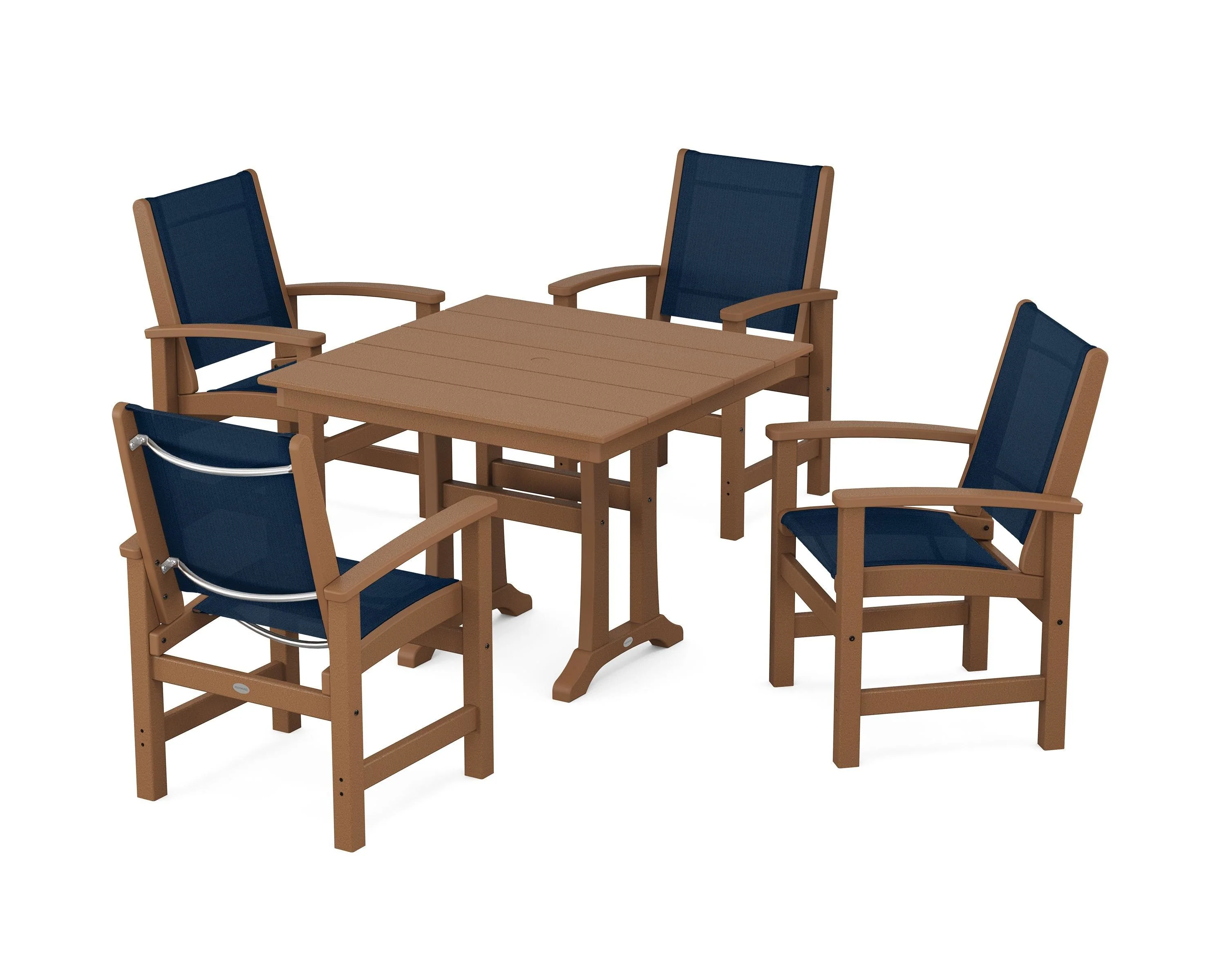 Coastal 5-Piece Farmhouse Dining Set With Trestle Legs - Image 35