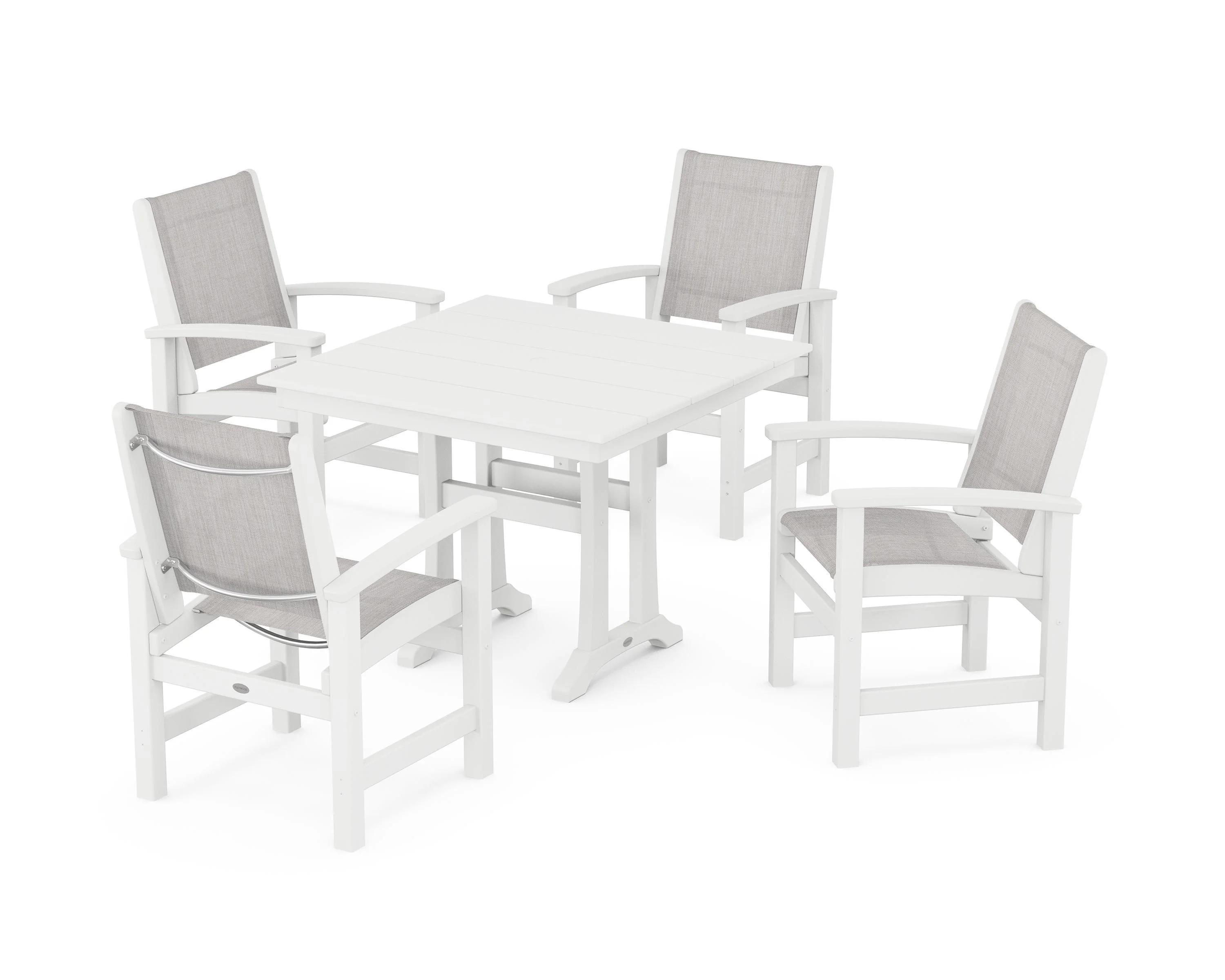 Coastal 5-Piece Farmhouse Dining Set With Trestle Legs - Image 36