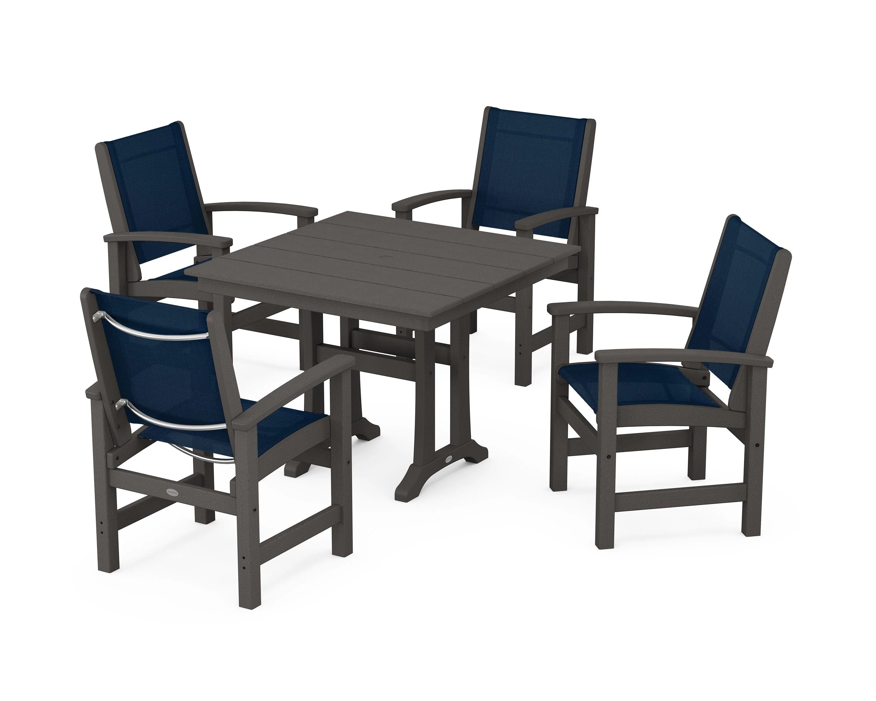 Coastal 5-Piece Farmhouse Dining Set With Trestle Legs - Image 37