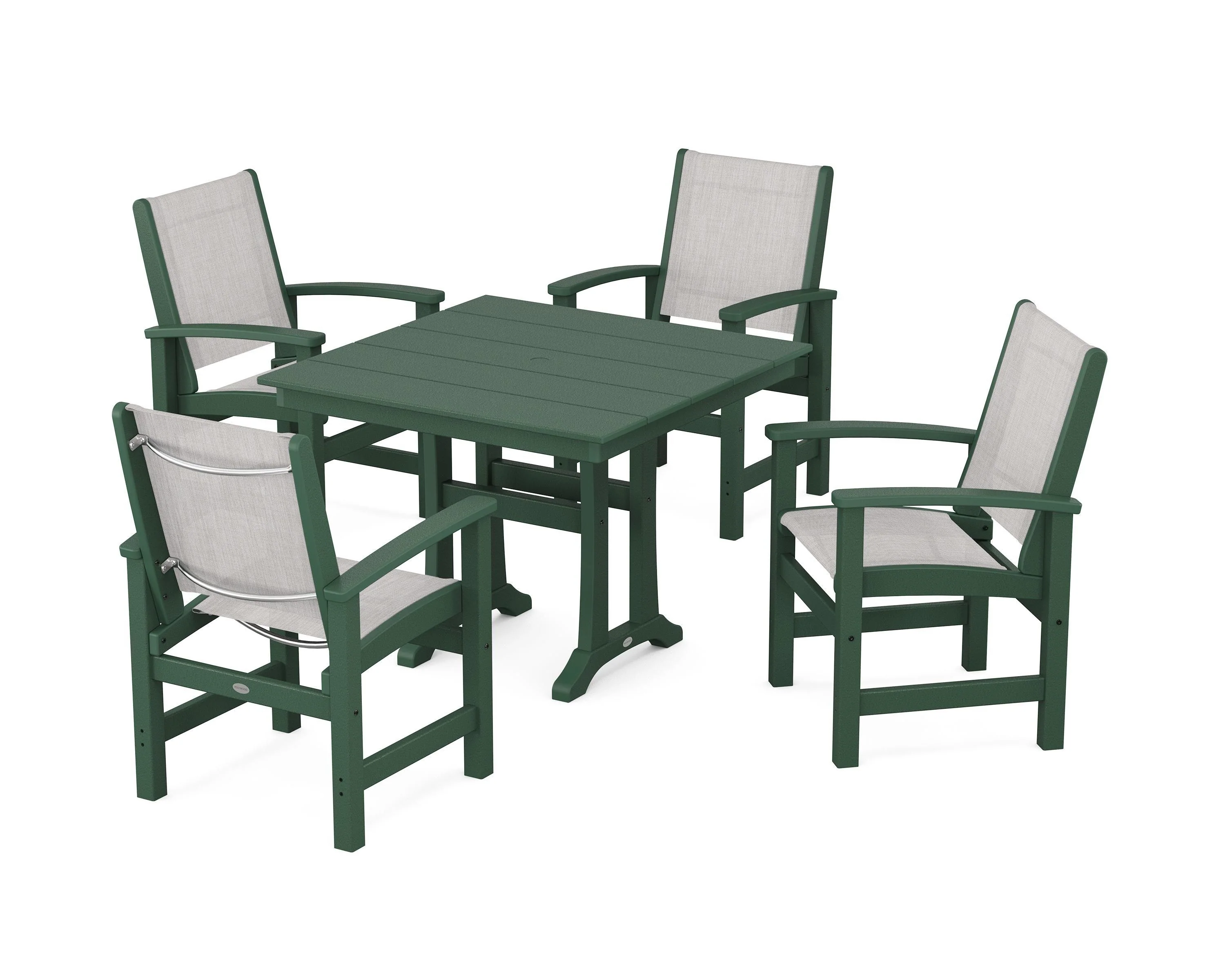 Coastal 5-Piece Farmhouse Dining Set With Trestle Legs - Image 4