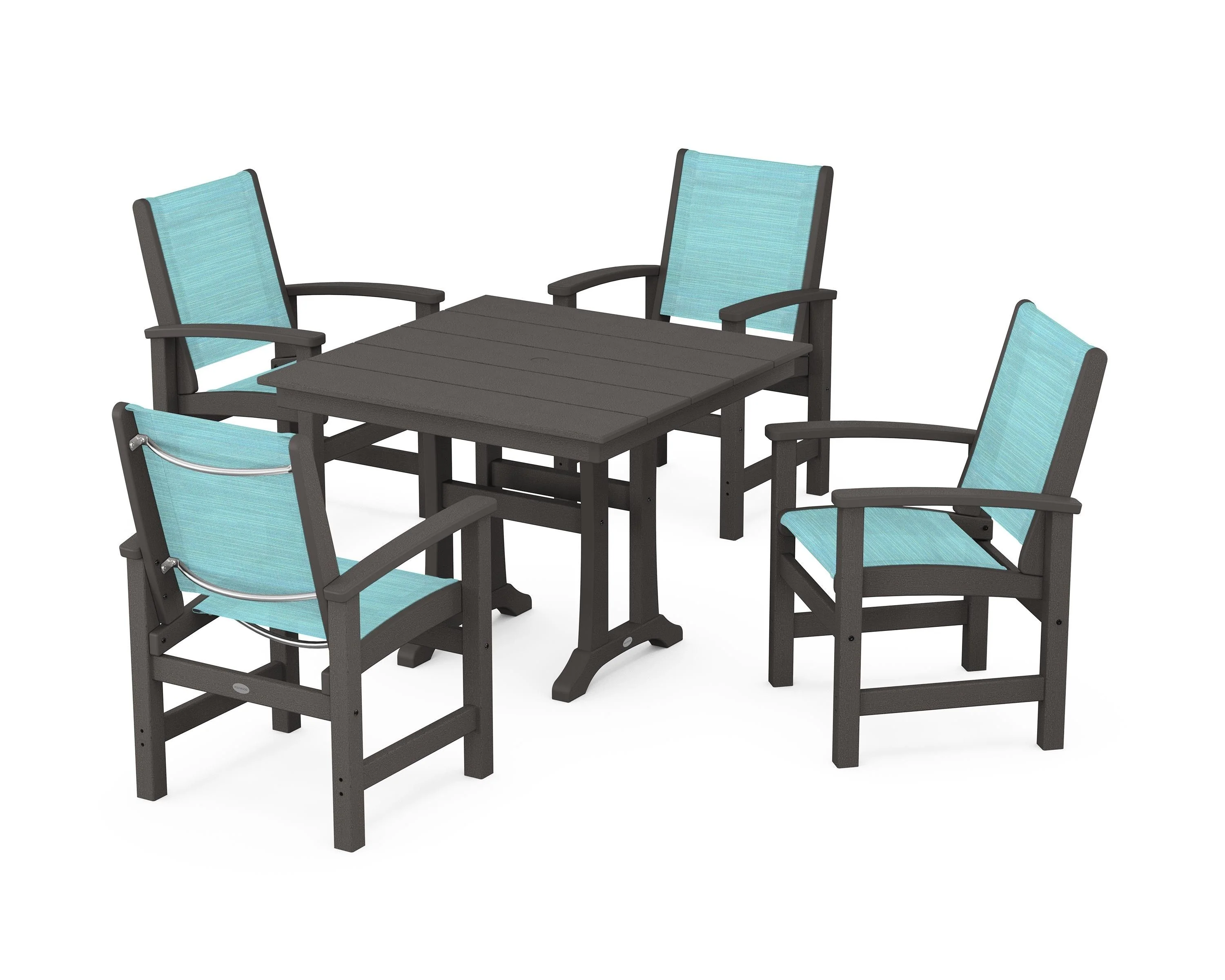 Coastal 5-Piece Farmhouse Dining Set With Trestle Legs - Image 40