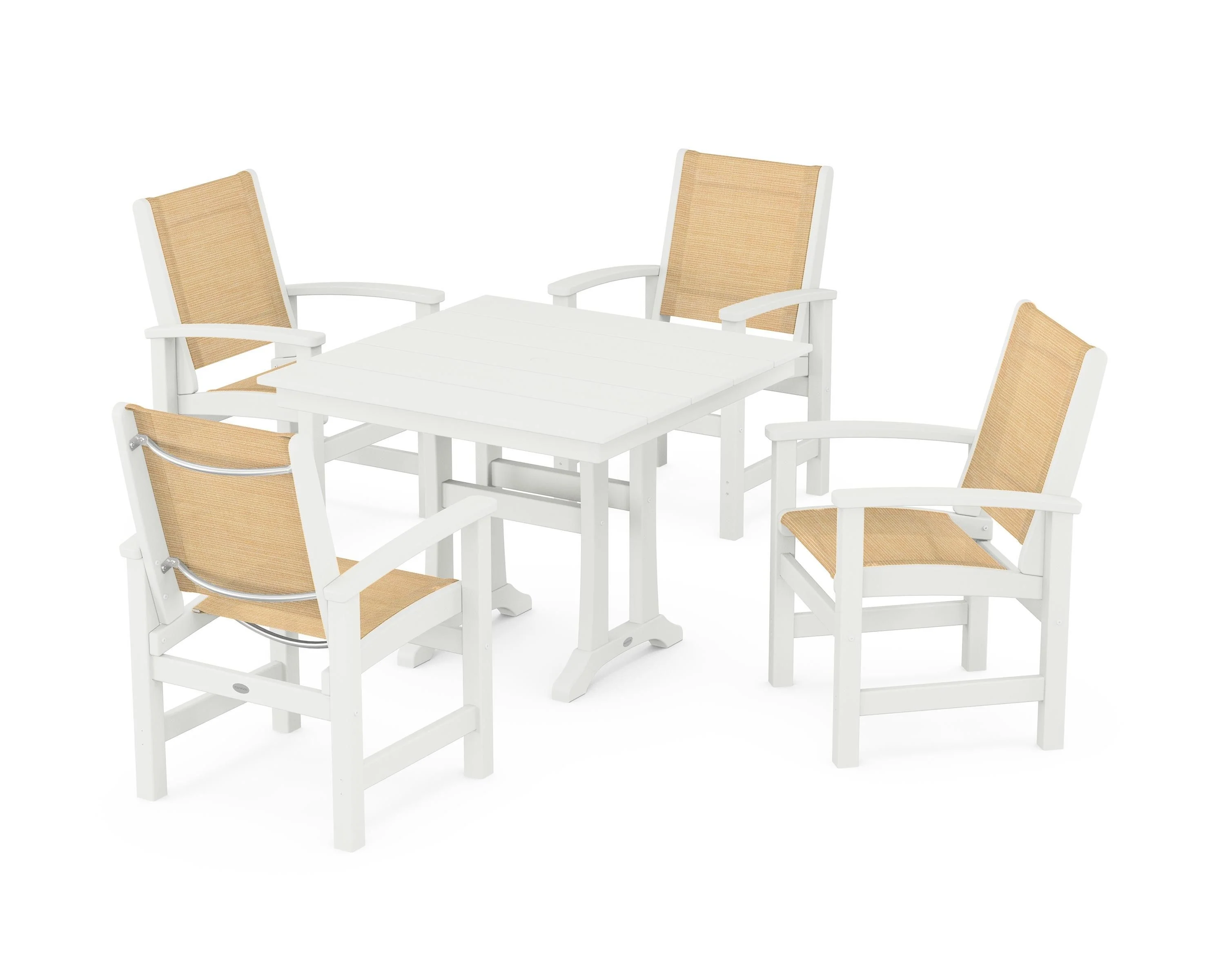 Coastal 5-Piece Farmhouse Dining Set With Trestle Legs - Image 41