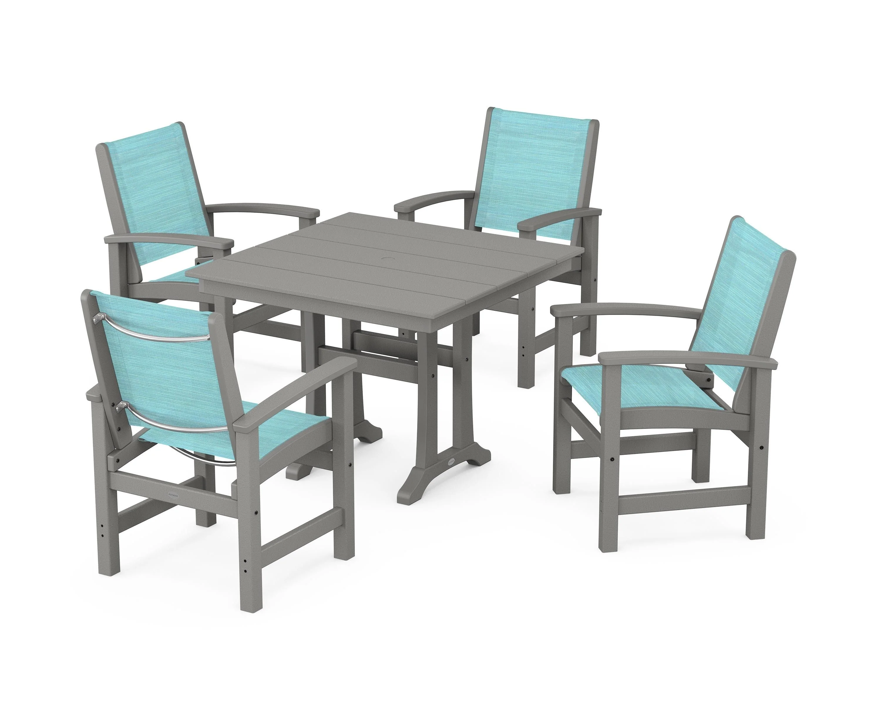Coastal 5-Piece Farmhouse Dining Set With Trestle Legs - Image 42