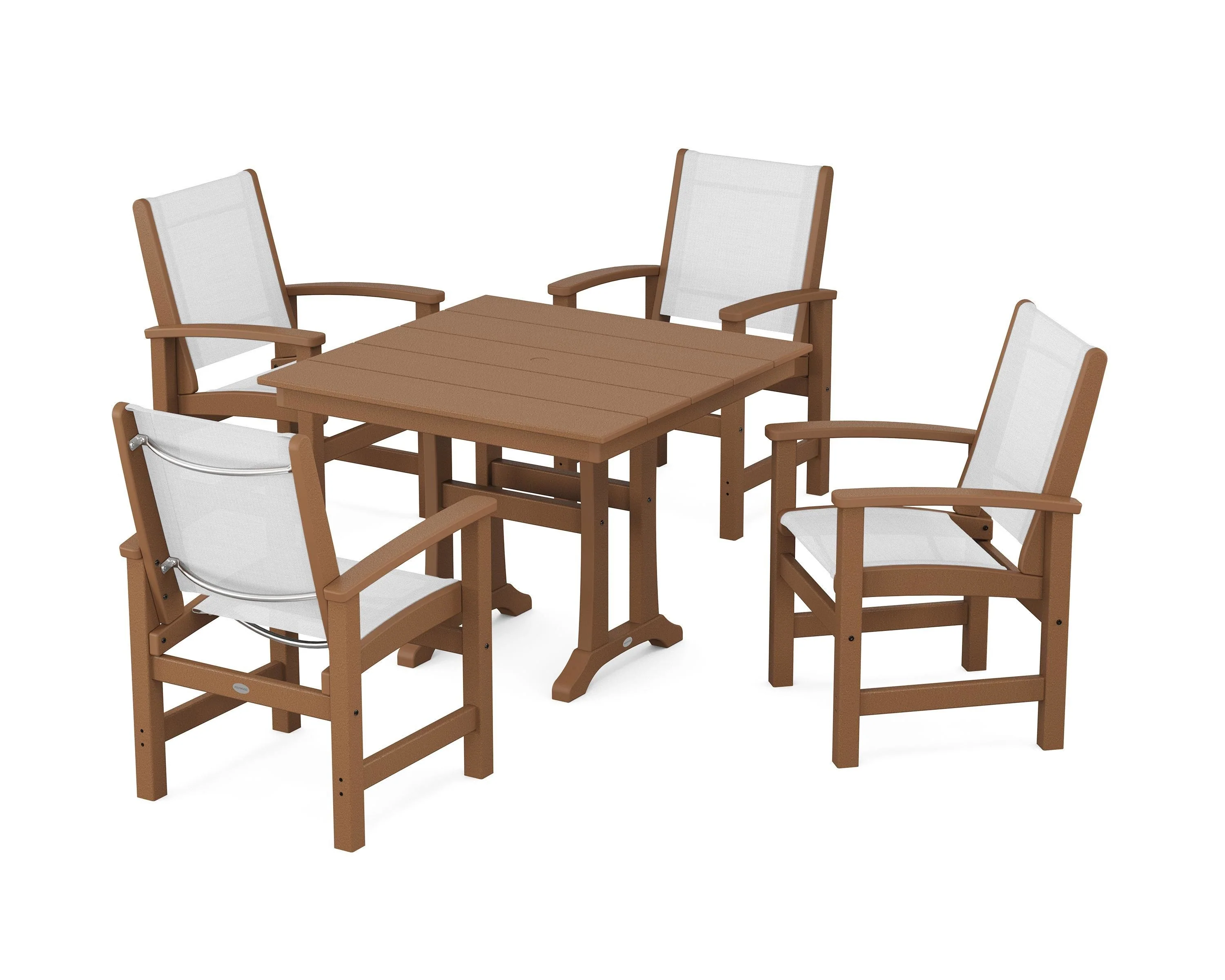 Coastal 5-Piece Farmhouse Dining Set With Trestle Legs - Image 43