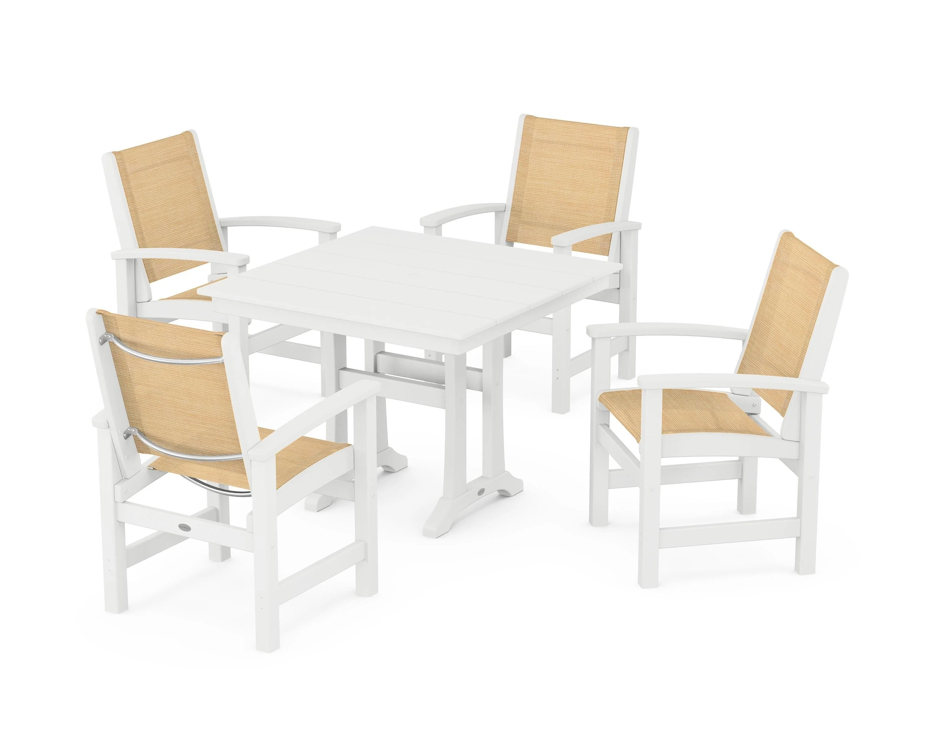 Coastal 5-Piece Farmhouse Dining Set With Trestle Legs - Image 44