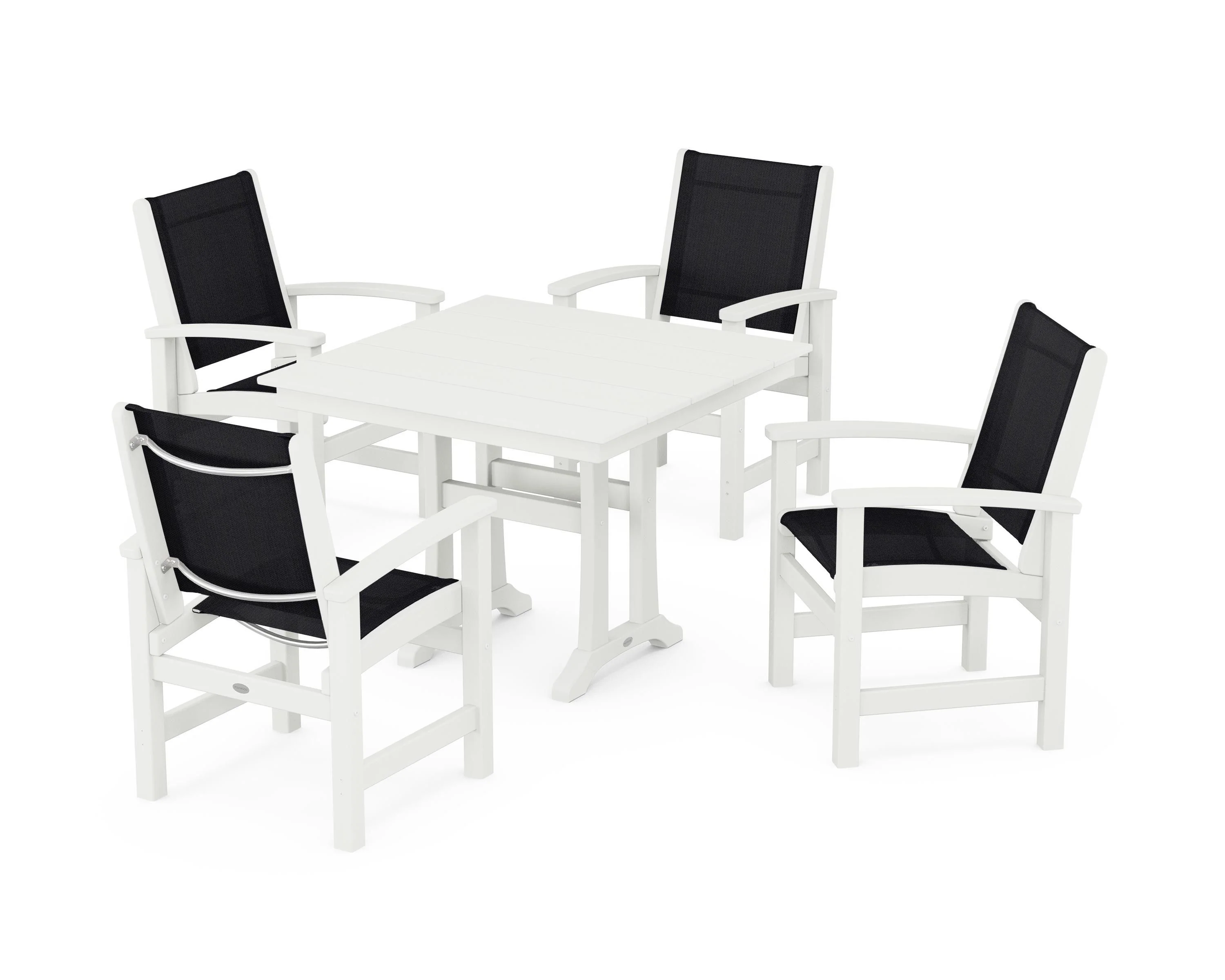 Coastal 5-Piece Farmhouse Dining Set With Trestle Legs - Image 46