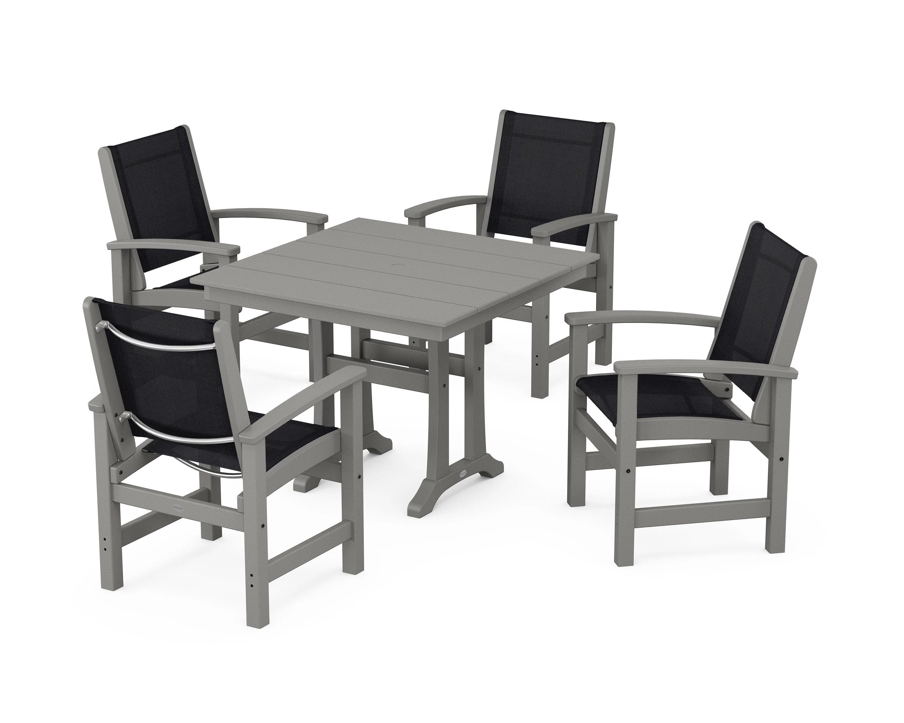Coastal 5-Piece Farmhouse Dining Set With Trestle Legs - Image 47