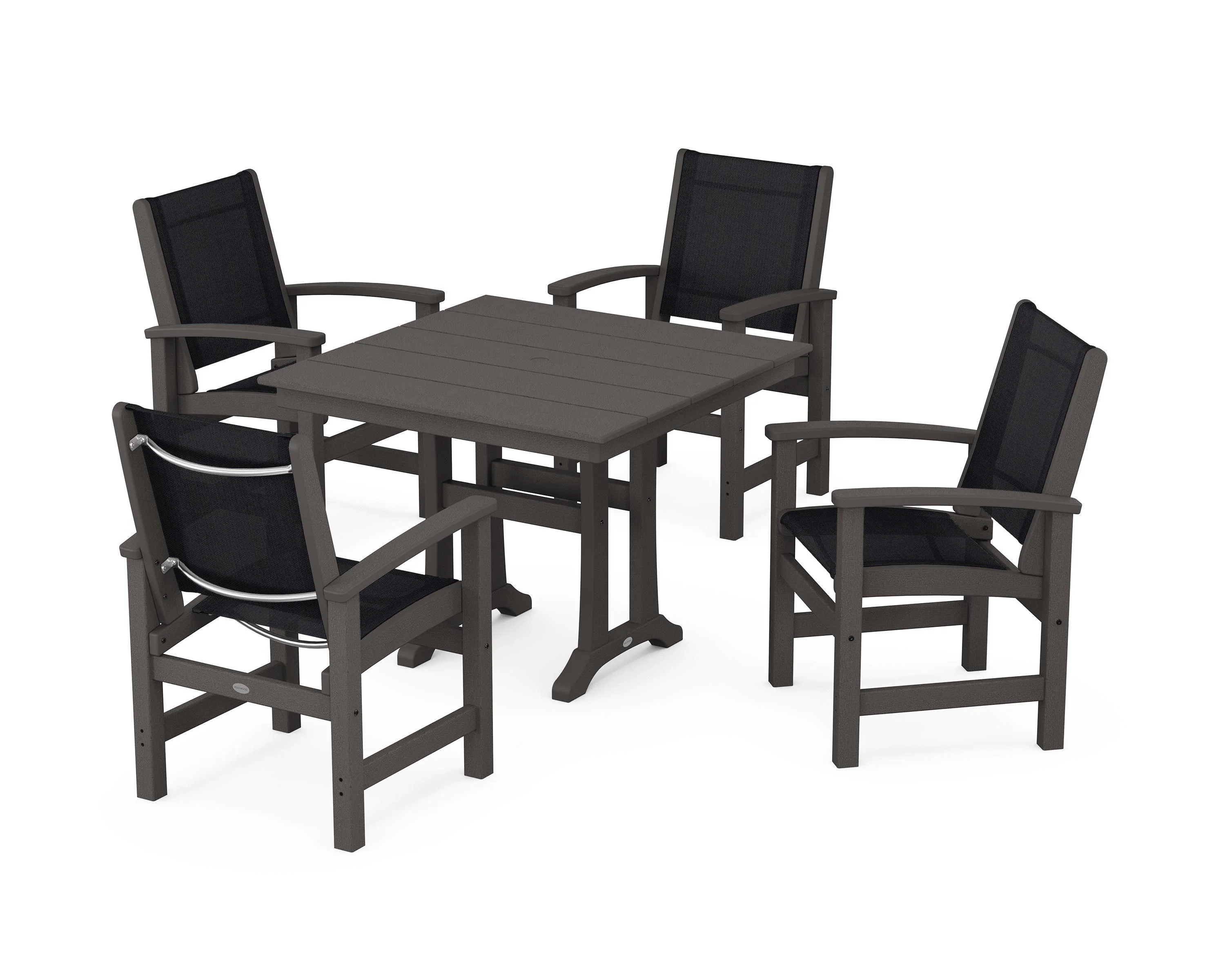 Coastal 5-Piece Farmhouse Dining Set With Trestle Legs - Image 49