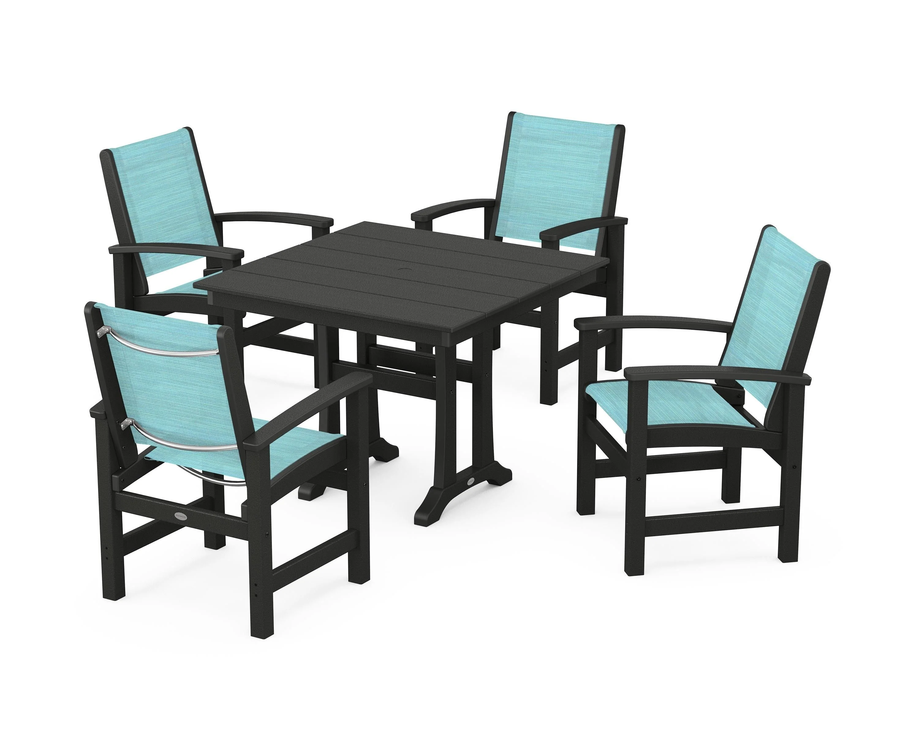 Coastal 5-Piece Farmhouse Dining Set With Trestle Legs - Image 50