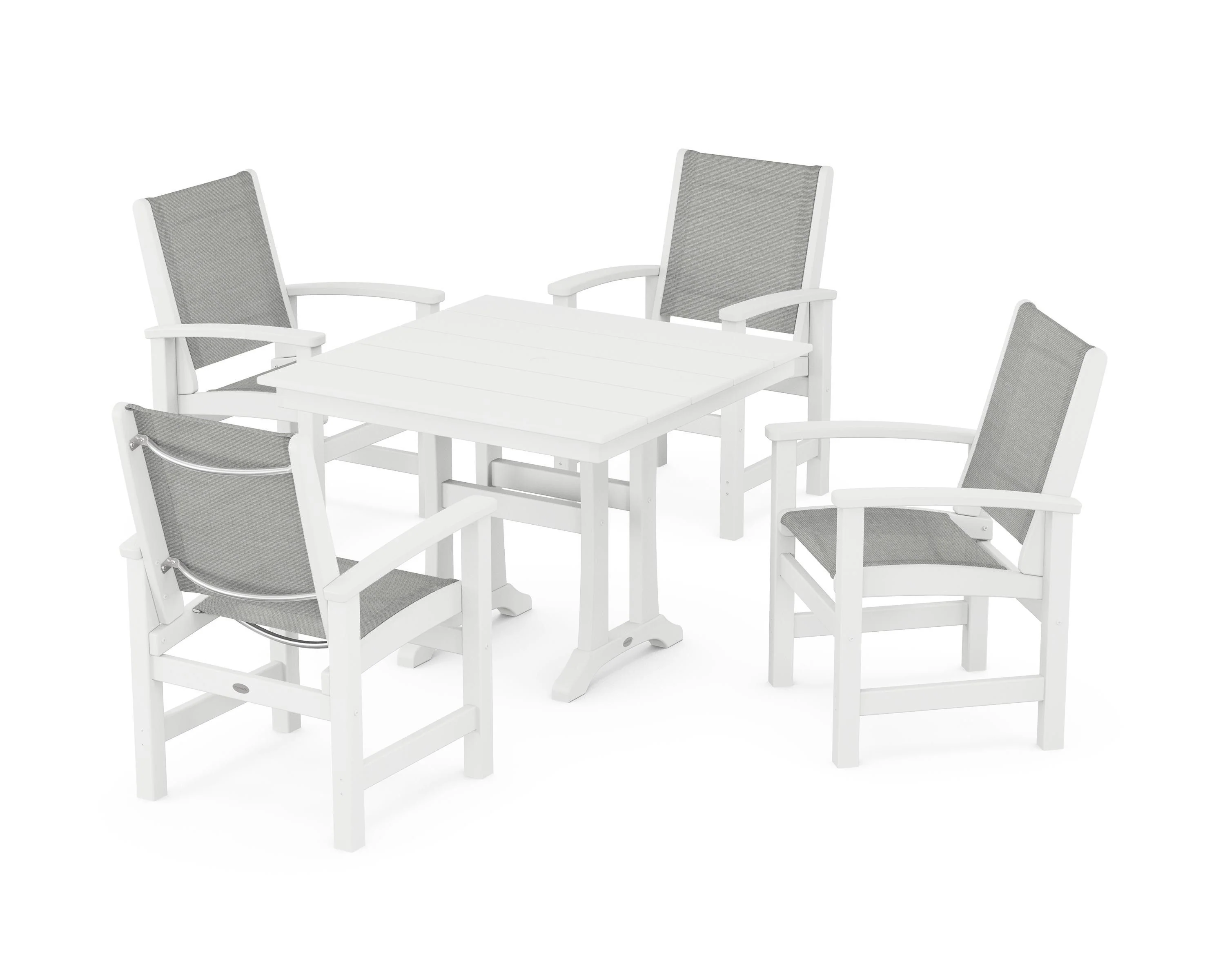 Coastal 5-Piece Farmhouse Dining Set With Trestle Legs - Image 51