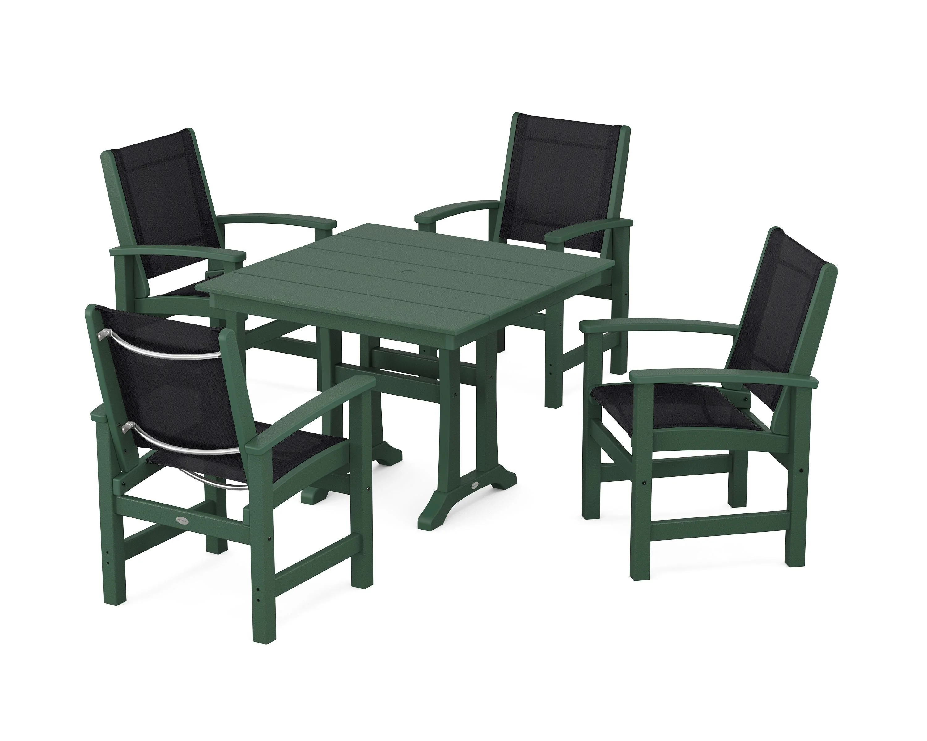 Coastal 5-Piece Farmhouse Dining Set With Trestle Legs - Image 52