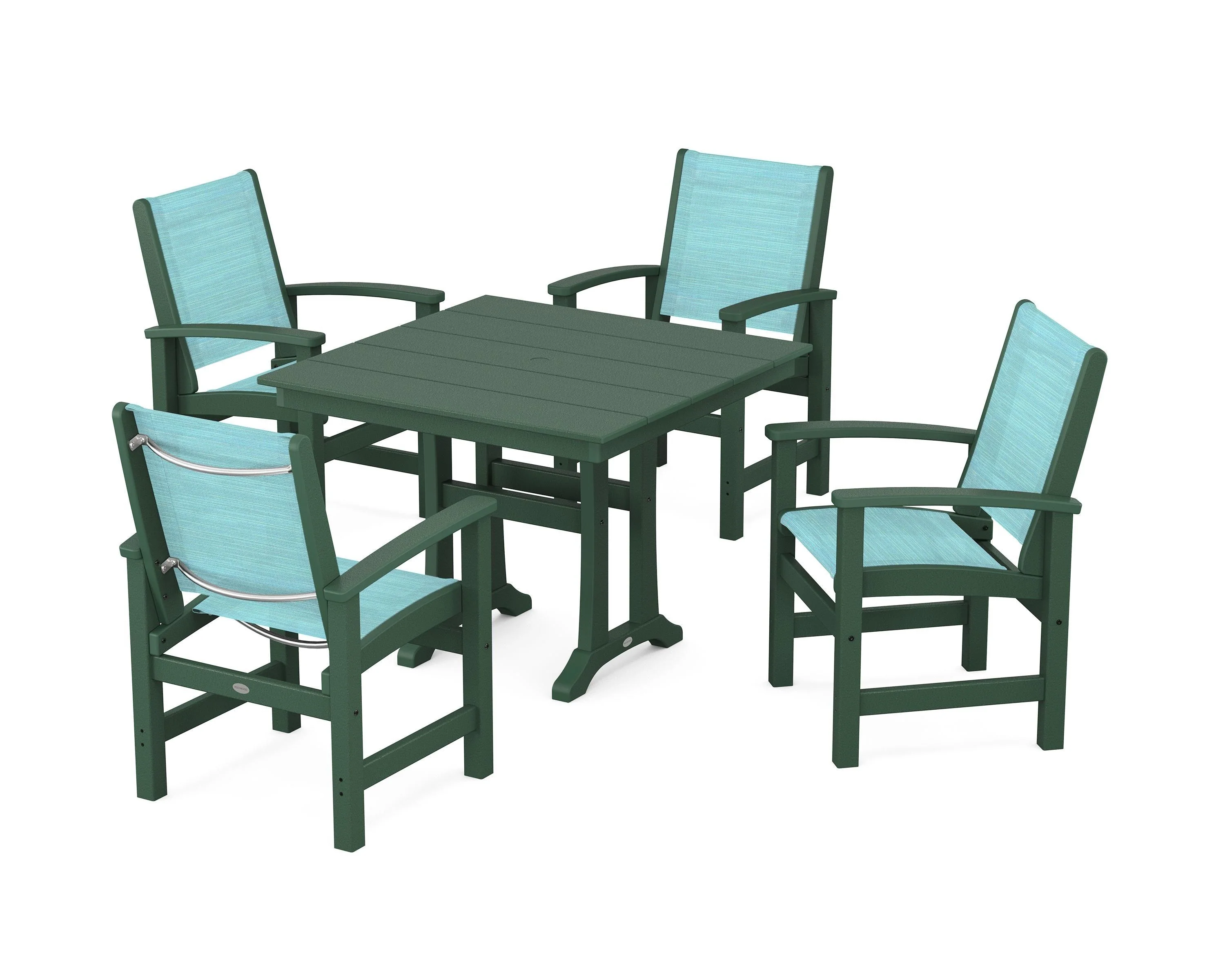 Coastal 5-Piece Farmhouse Dining Set With Trestle Legs - Image 53