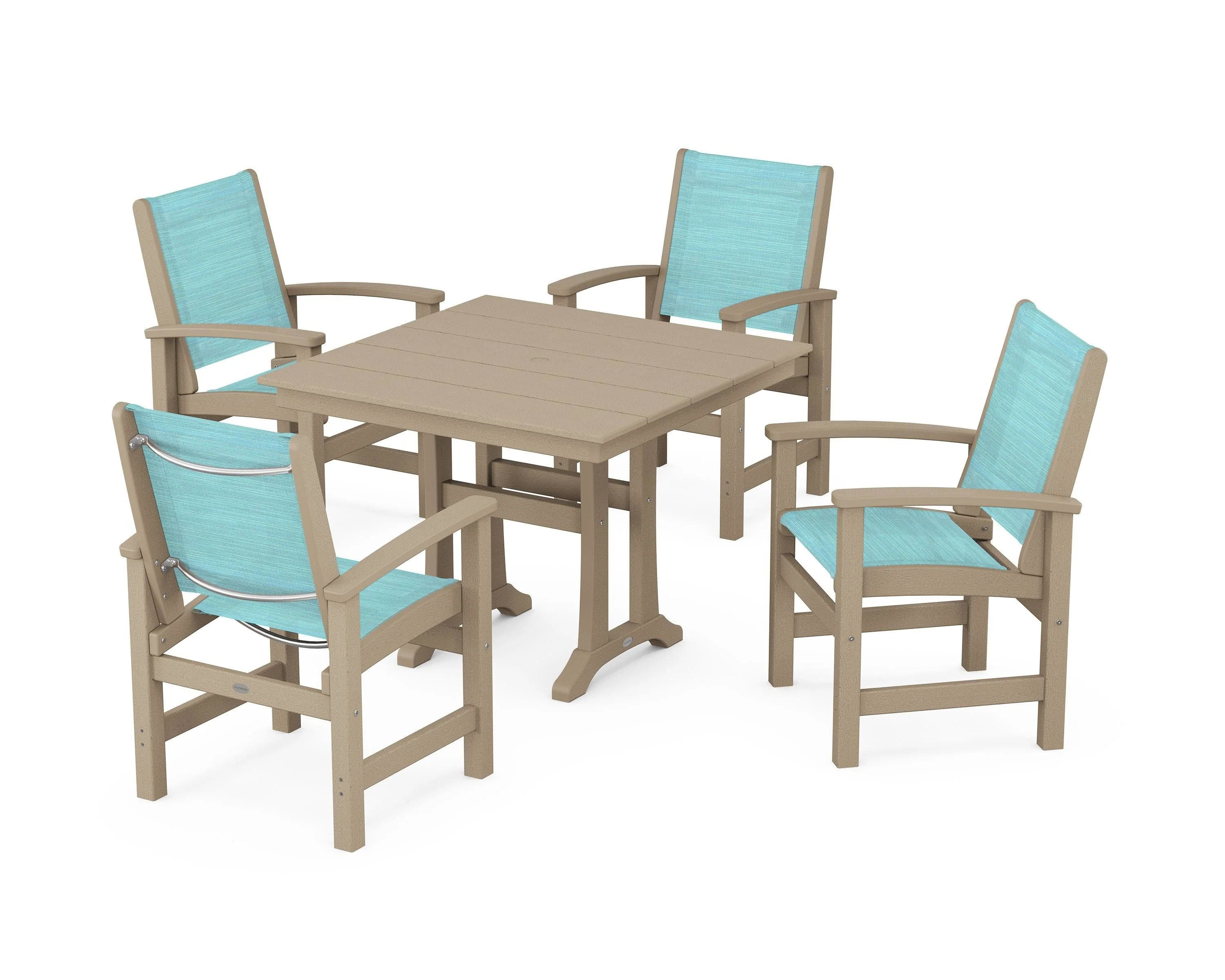 Coastal 5-Piece Farmhouse Dining Set With Trestle Legs - Image 54