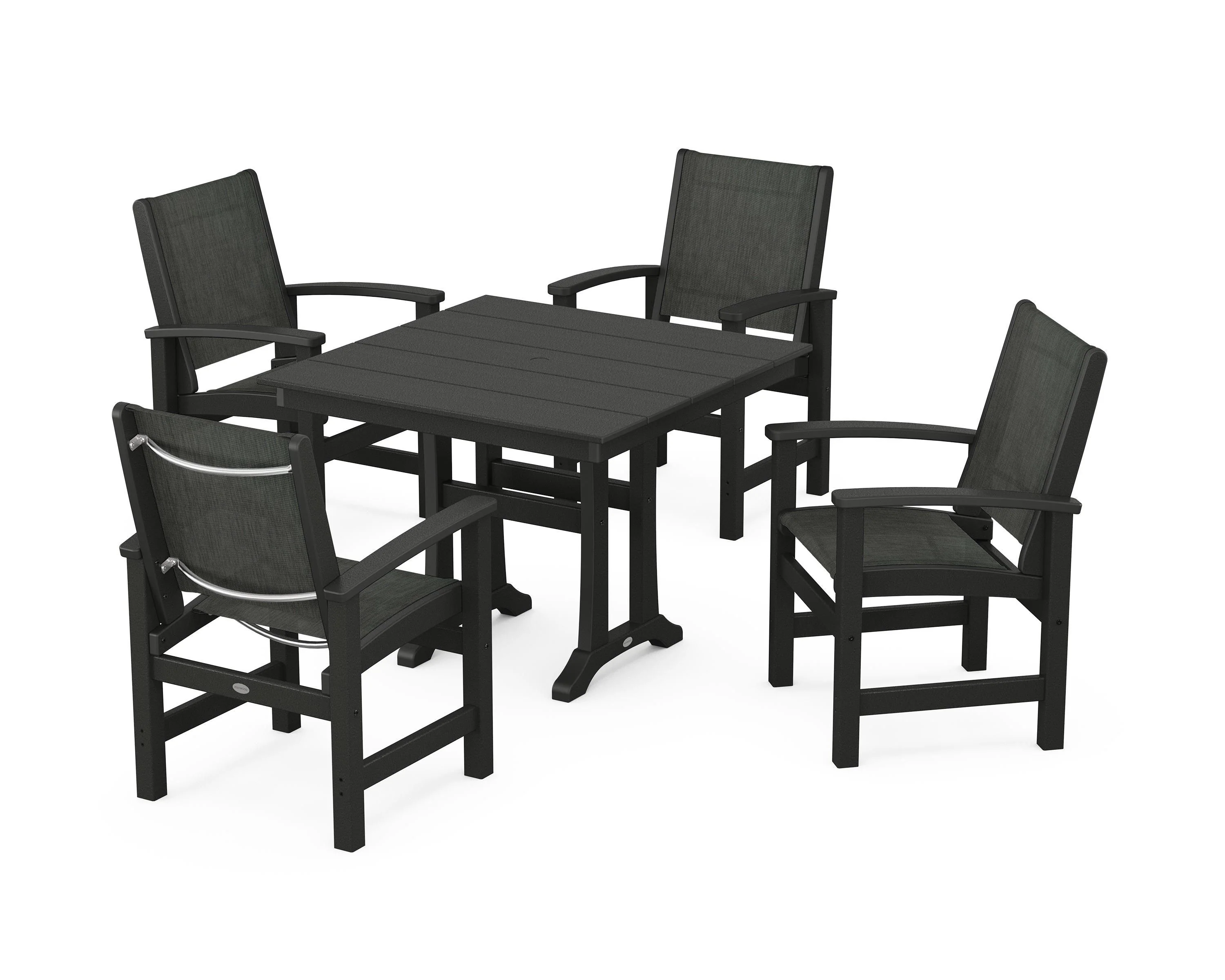 Coastal 5-Piece Farmhouse Dining Set With Trestle Legs - Image 56