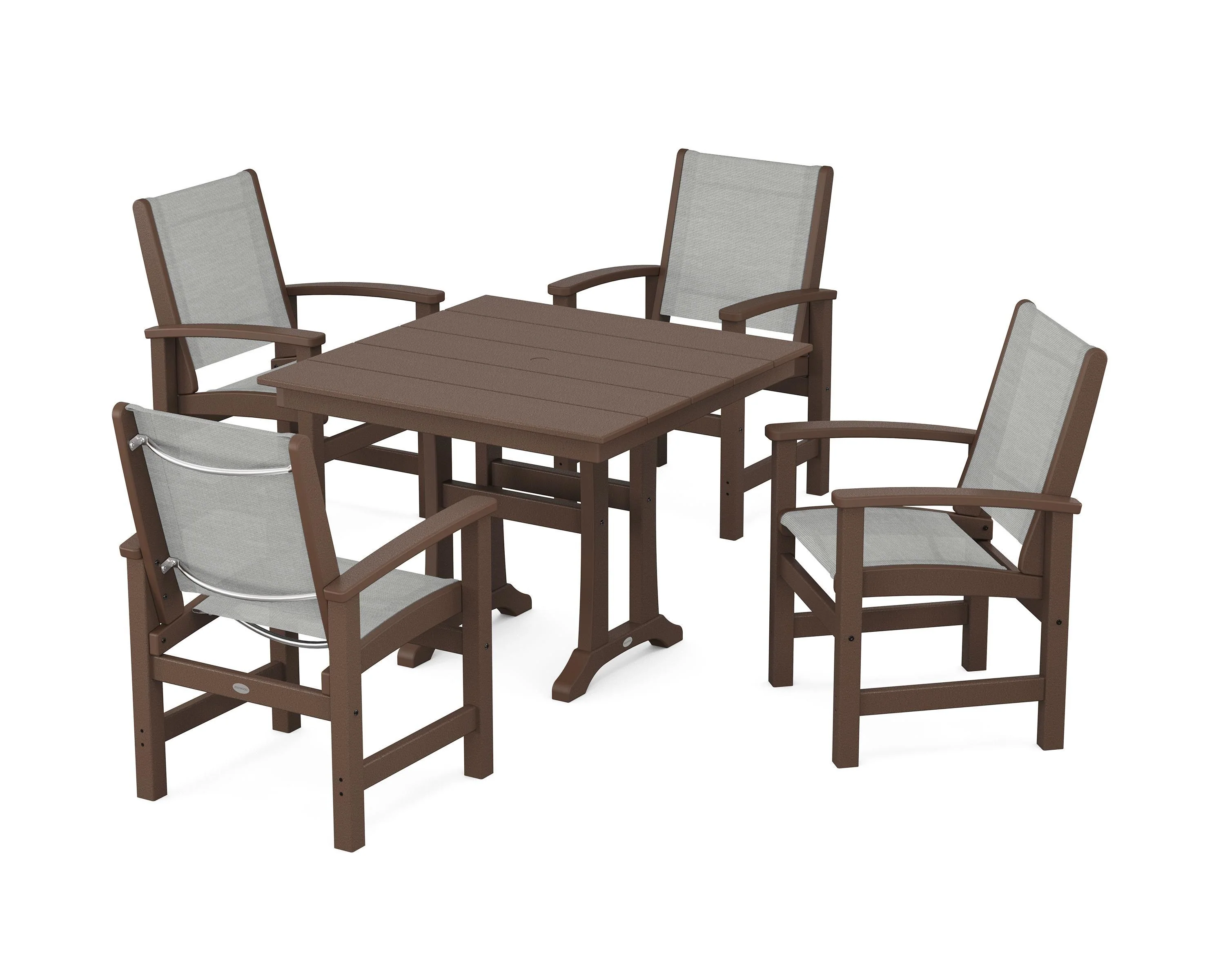 Coastal 5-Piece Farmhouse Dining Set With Trestle Legs - Image 57