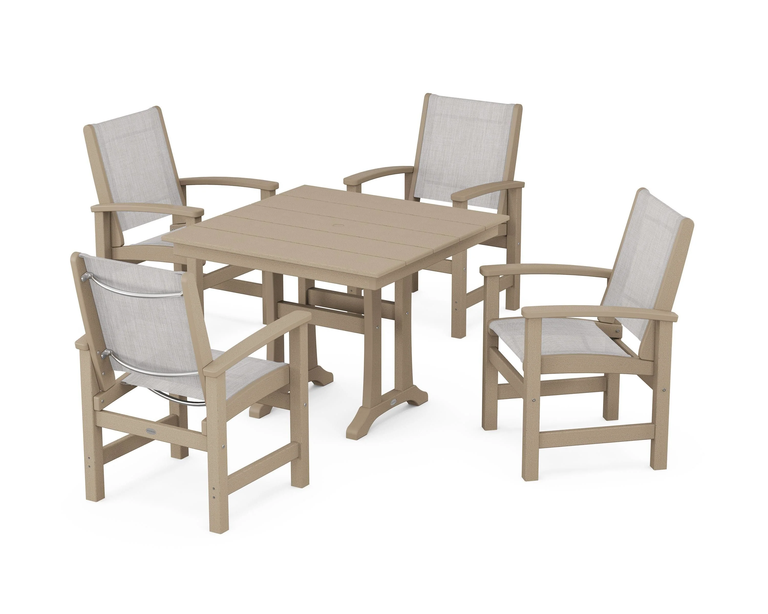 Coastal 5-Piece Farmhouse Dining Set With Trestle Legs - Image 58