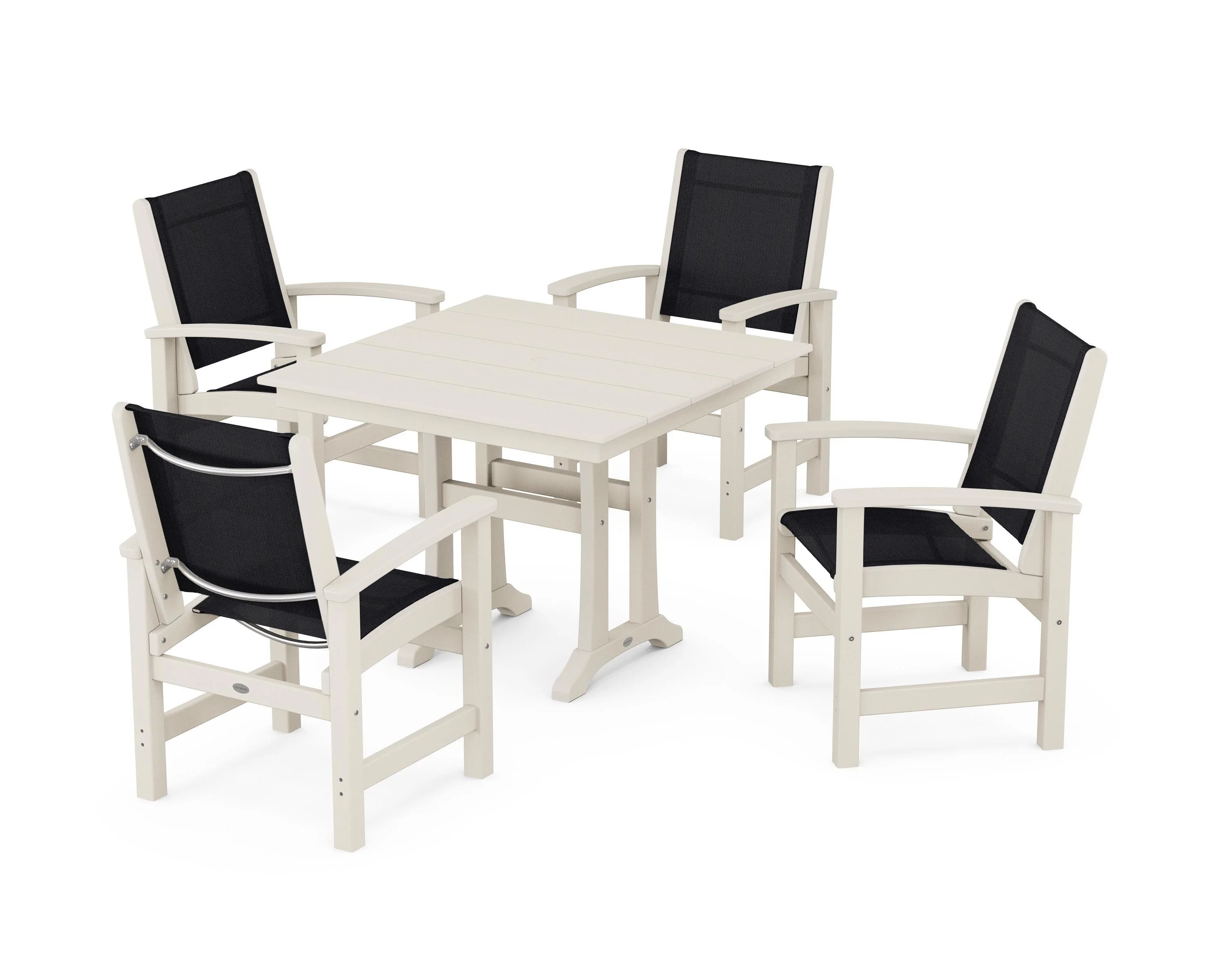 Coastal 5-Piece Farmhouse Dining Set With Trestle Legs - Image 59