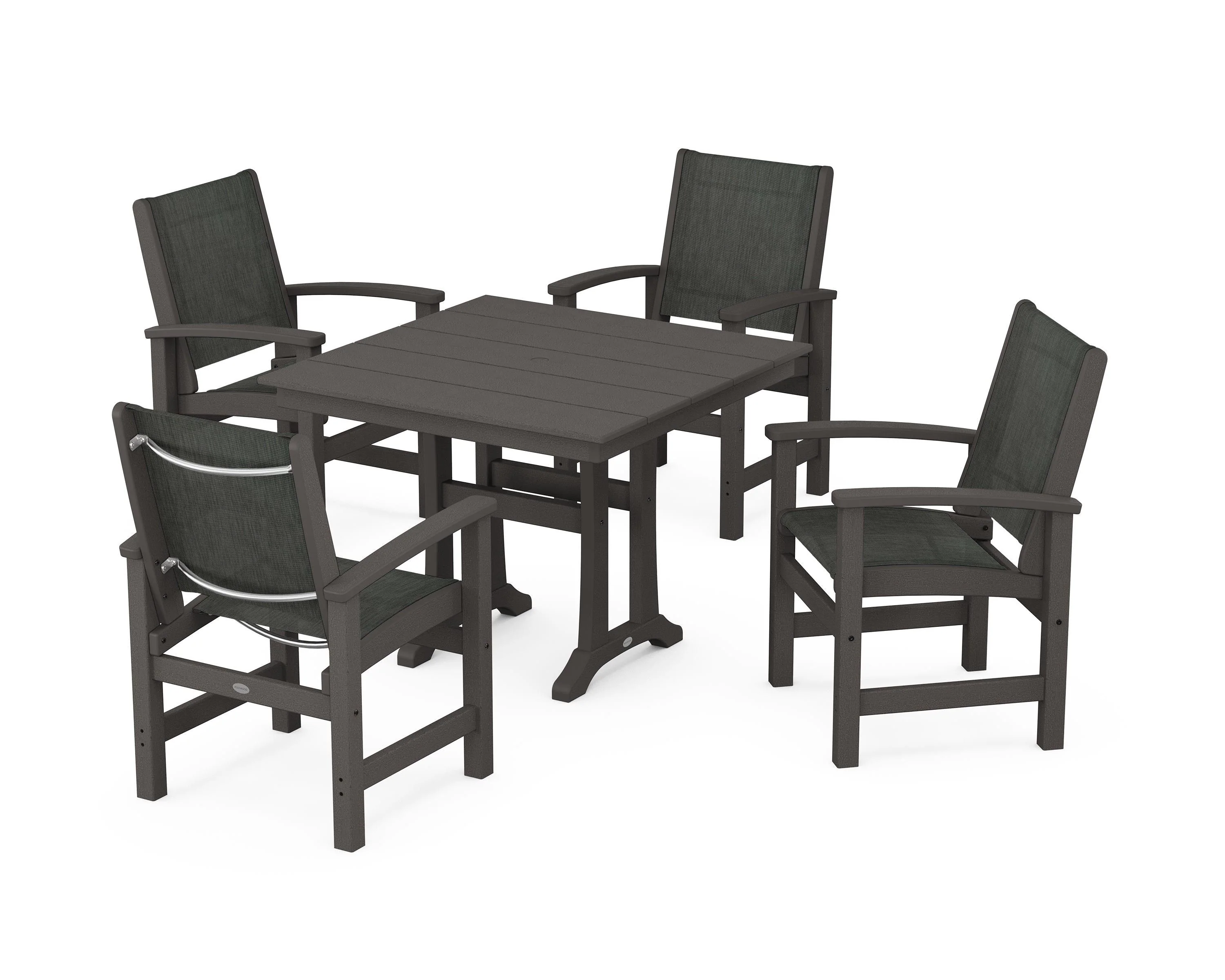 Coastal 5-Piece Farmhouse Dining Set With Trestle Legs - Image 6