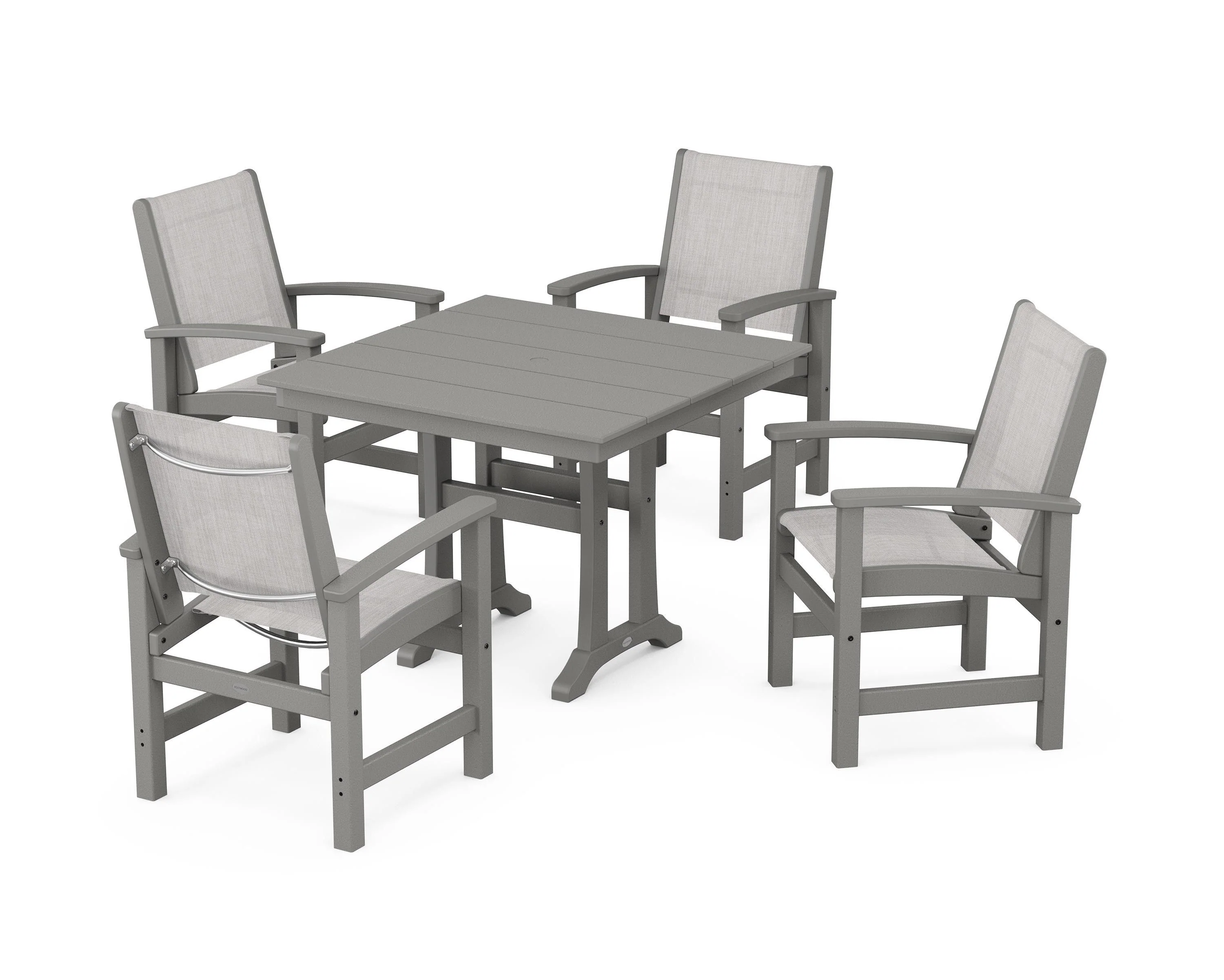 Coastal 5-Piece Farmhouse Dining Set With Trestle Legs - Image 60
