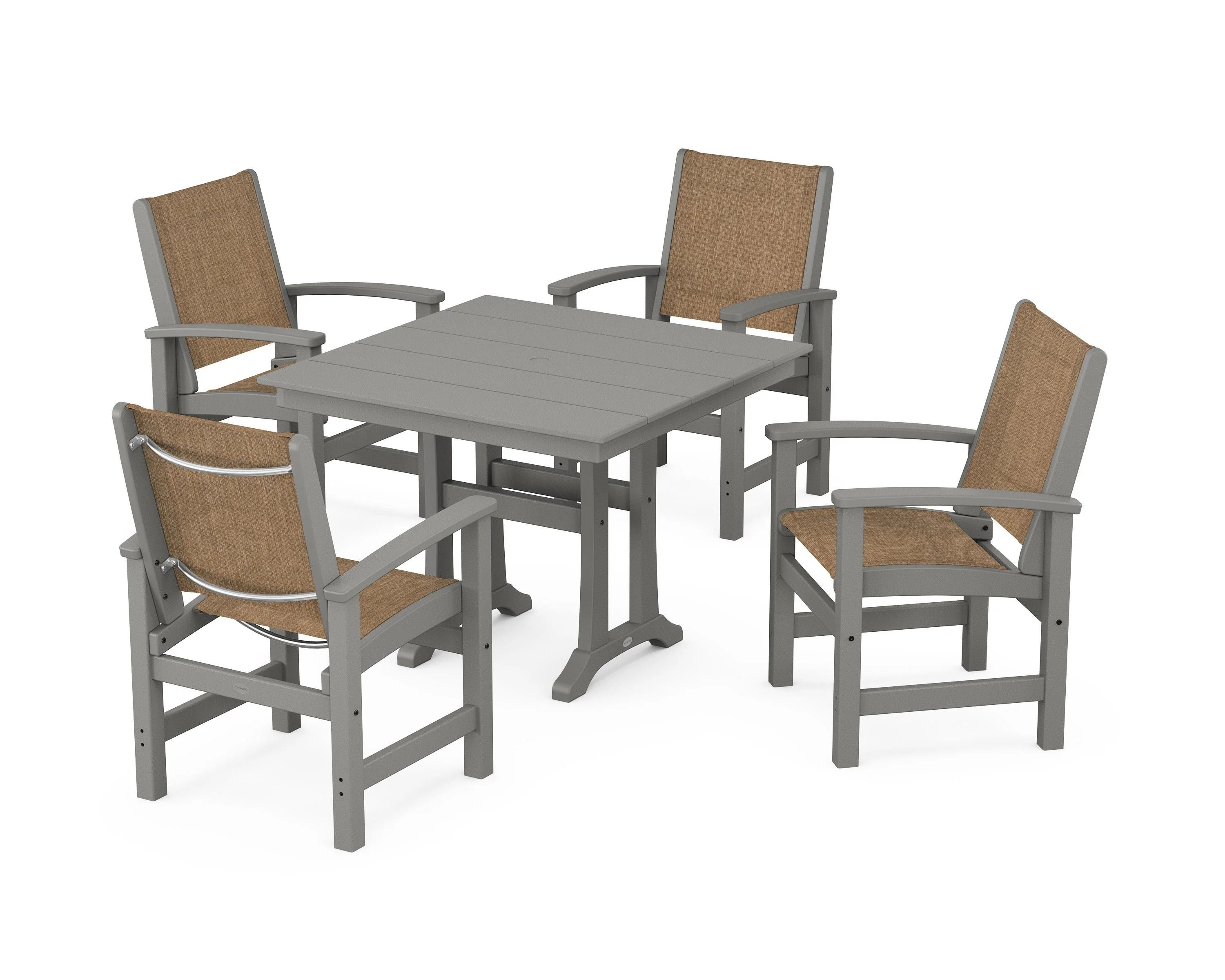 Coastal 5-Piece Farmhouse Dining Set With Trestle Legs - Image 61