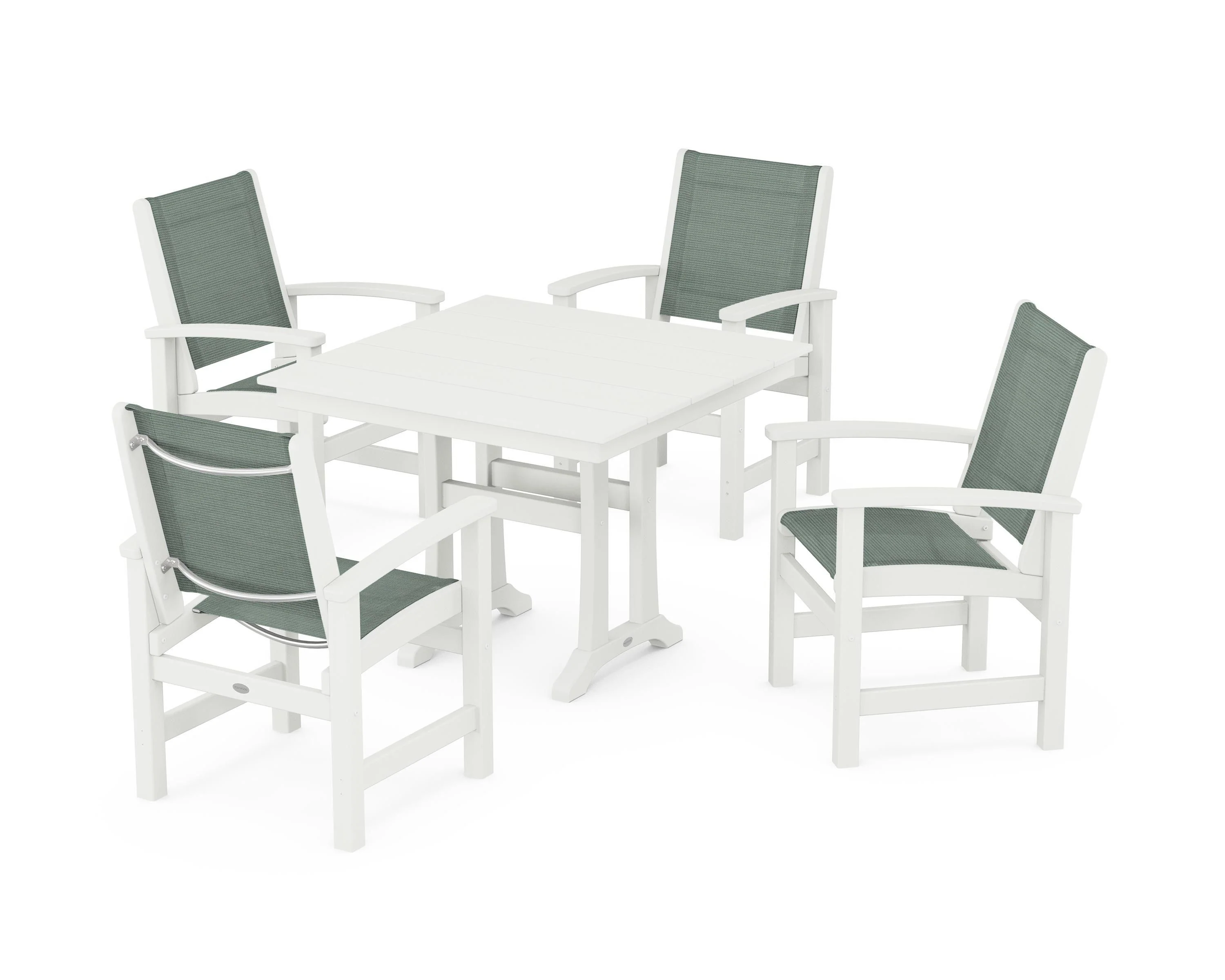 Coastal 5-Piece Farmhouse Dining Set With Trestle Legs - Image 63
