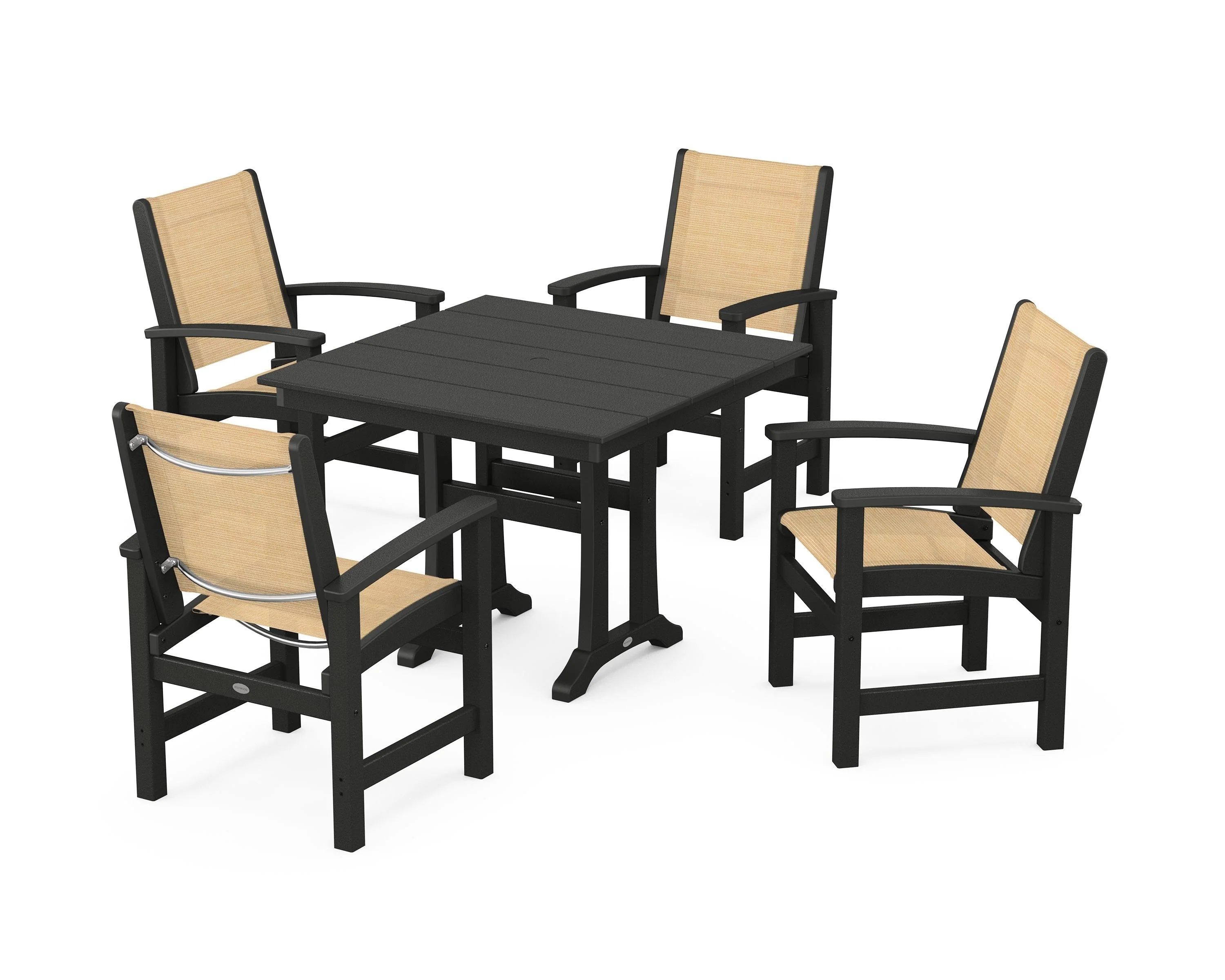 Coastal 5-Piece Farmhouse Dining Set With Trestle Legs - Image 64