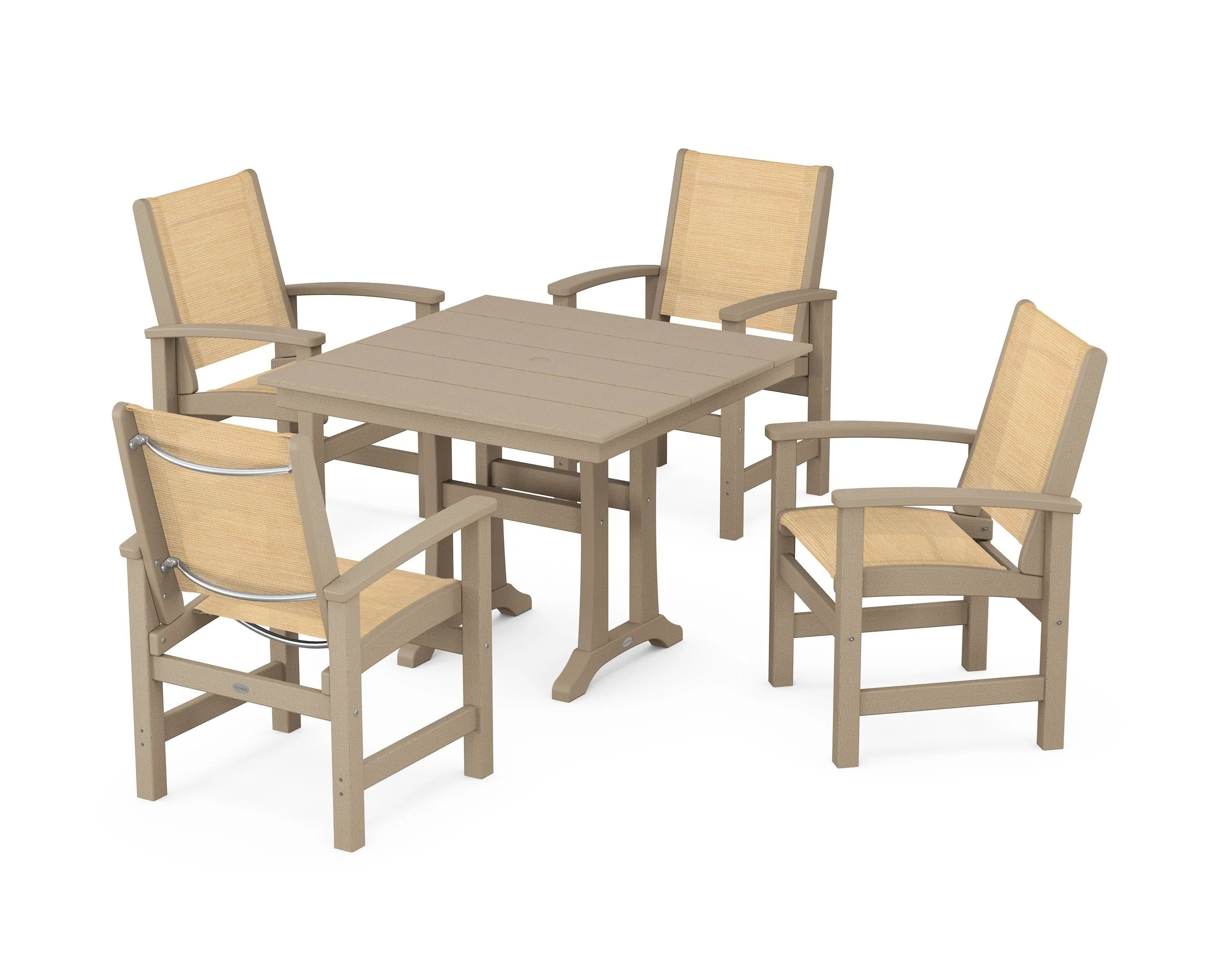 Coastal 5-Piece Farmhouse Dining Set With Trestle Legs - Image 65