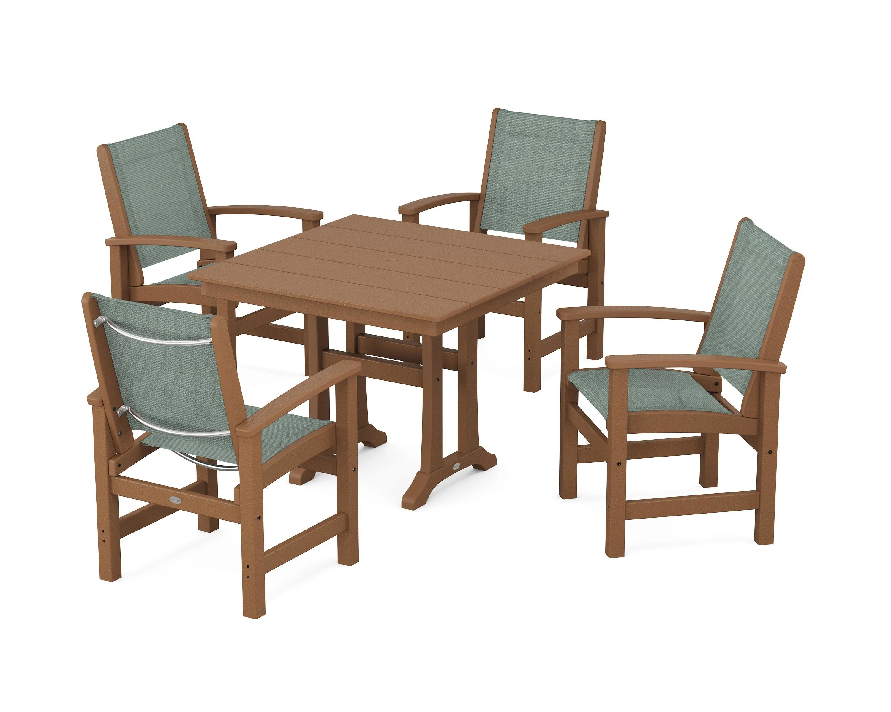 Coastal 5-Piece Farmhouse Dining Set With Trestle Legs - Image 66