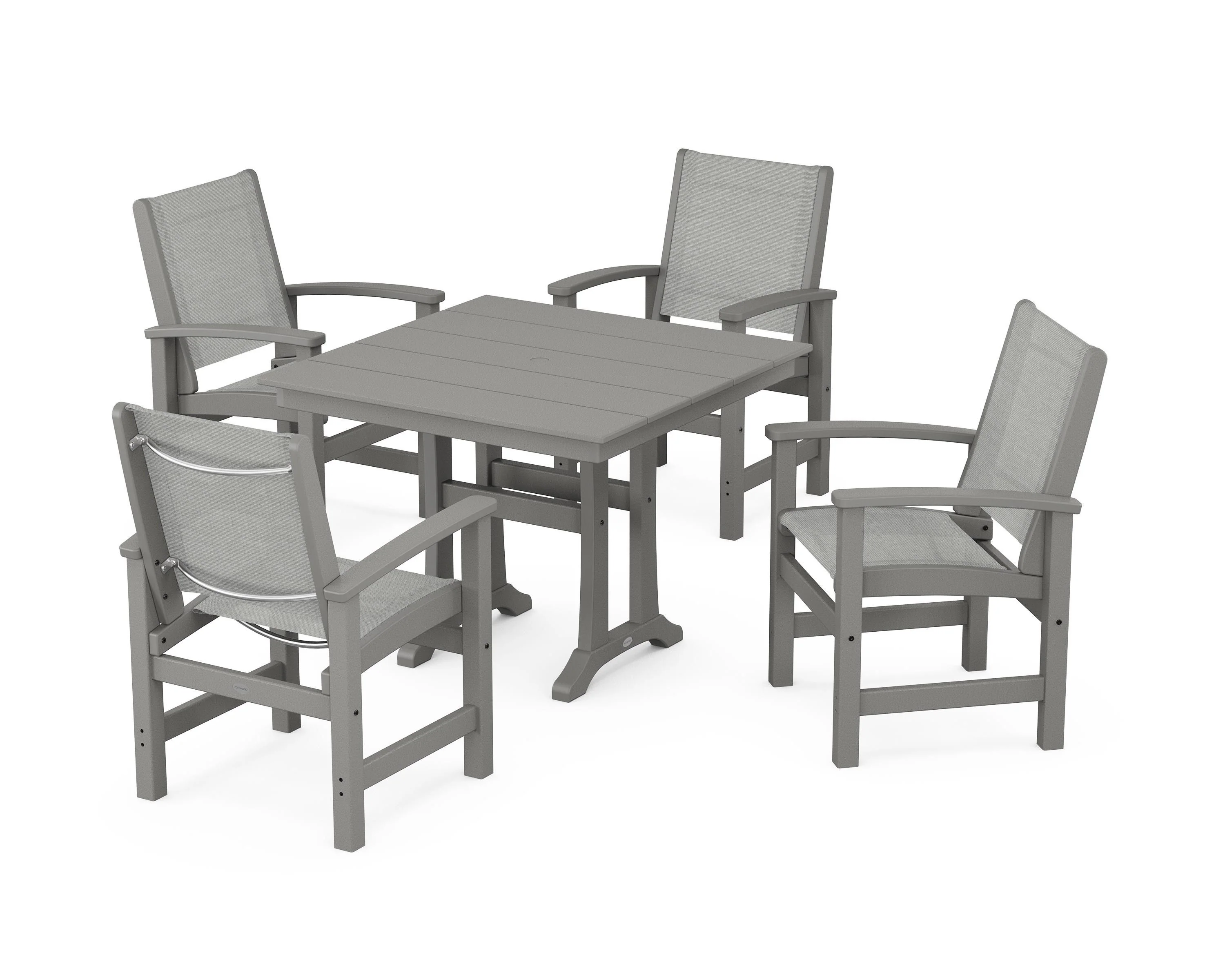 Coastal 5-Piece Farmhouse Dining Set With Trestle Legs - Image 67