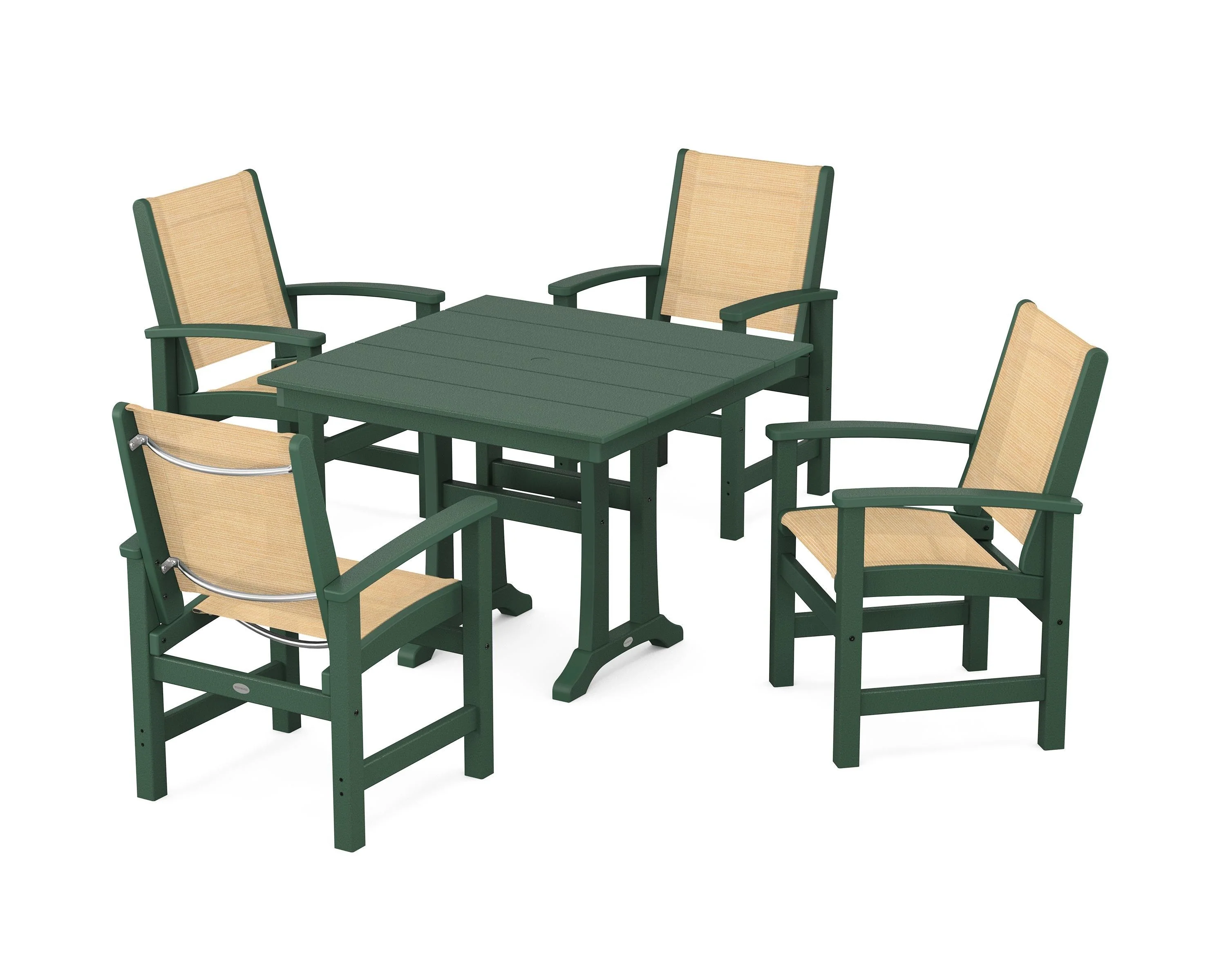 Coastal 5-Piece Farmhouse Dining Set With Trestle Legs - Image 69